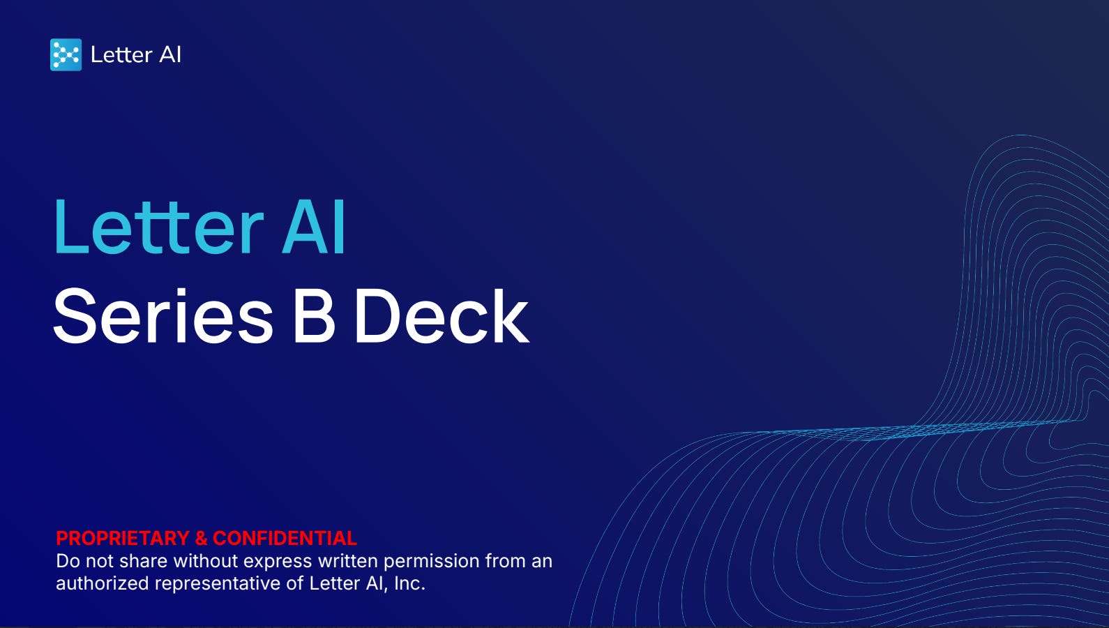 Cover slide of the Letter AI pitch deck — Series B 2024