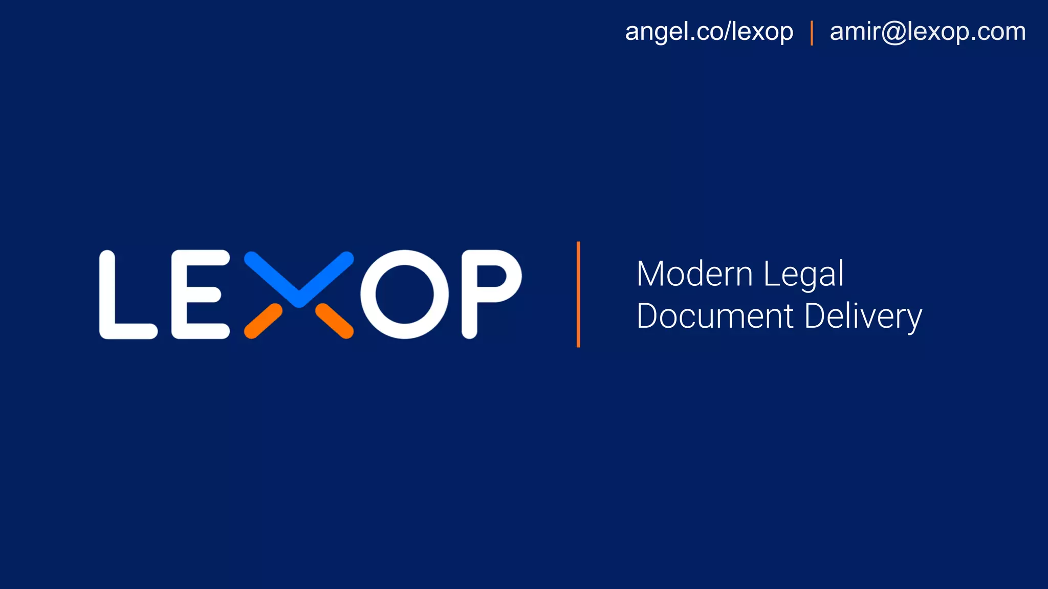Cover slide of the Lexop pitch deck