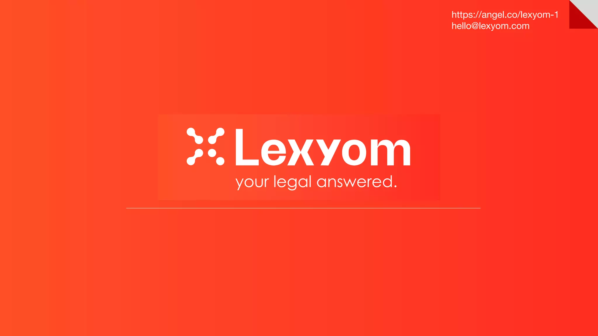 Cover slide of the Lexyom pitch deck