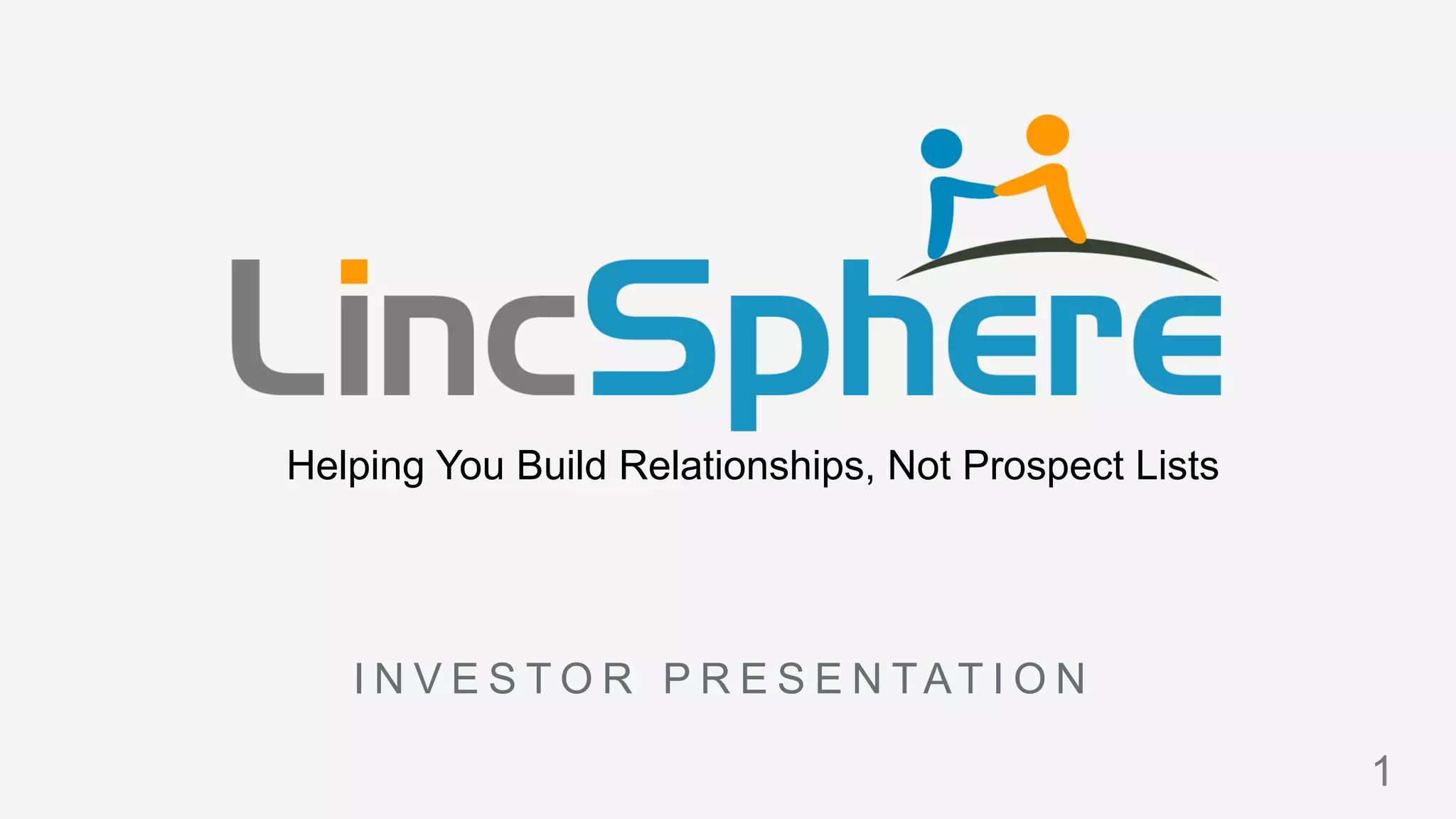 Cover slide of the LincSphere pitch deck — Early Stage / Beta 2017
