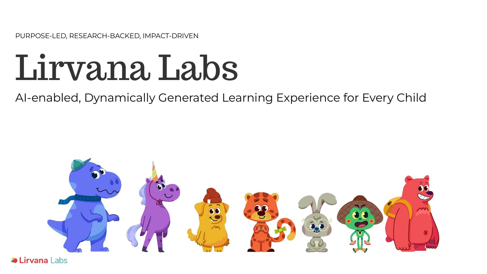 Cover slide of the Lirvana Labs pitch deck — Seed 2024