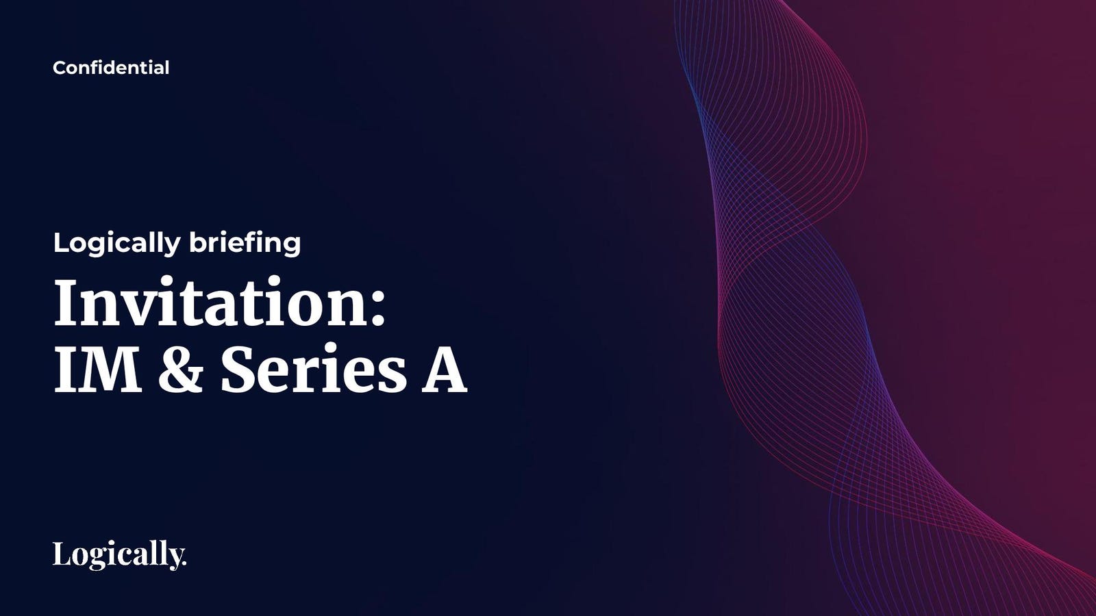 Cover slide of the Logically pitch deck — 2024