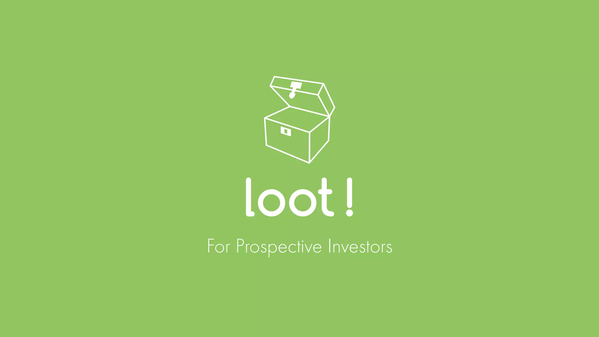 Cover slide of the Loot pitch deck — Seed 2015