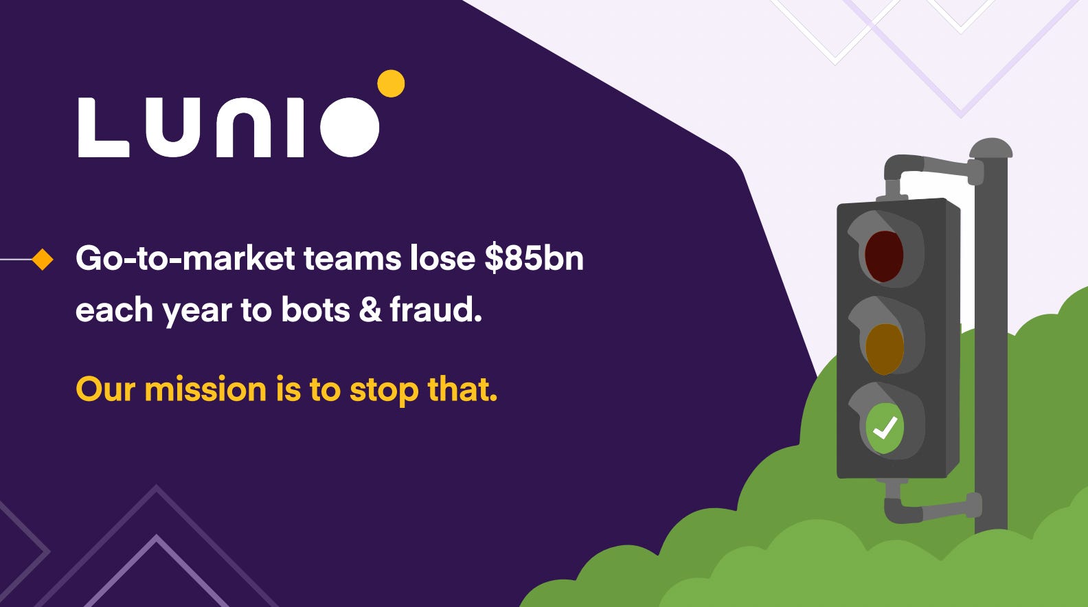 Cover slide of the Lunio pitch deck — Series A 2024