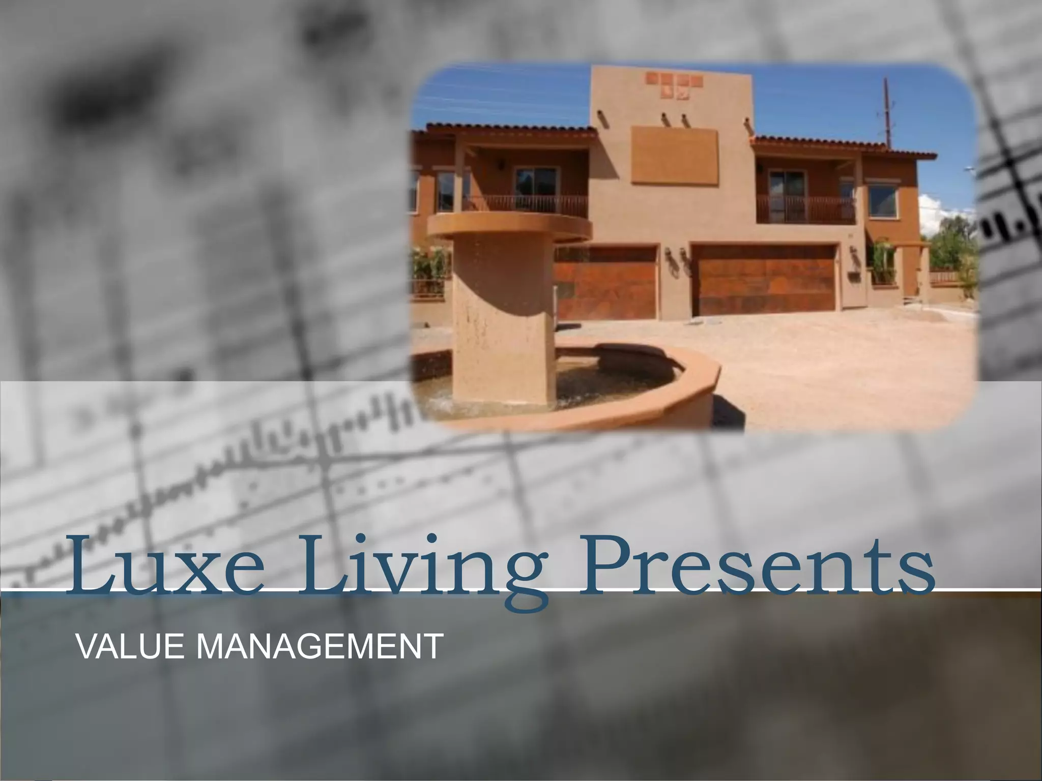 Cover slide of the Luxe Living pitch deck