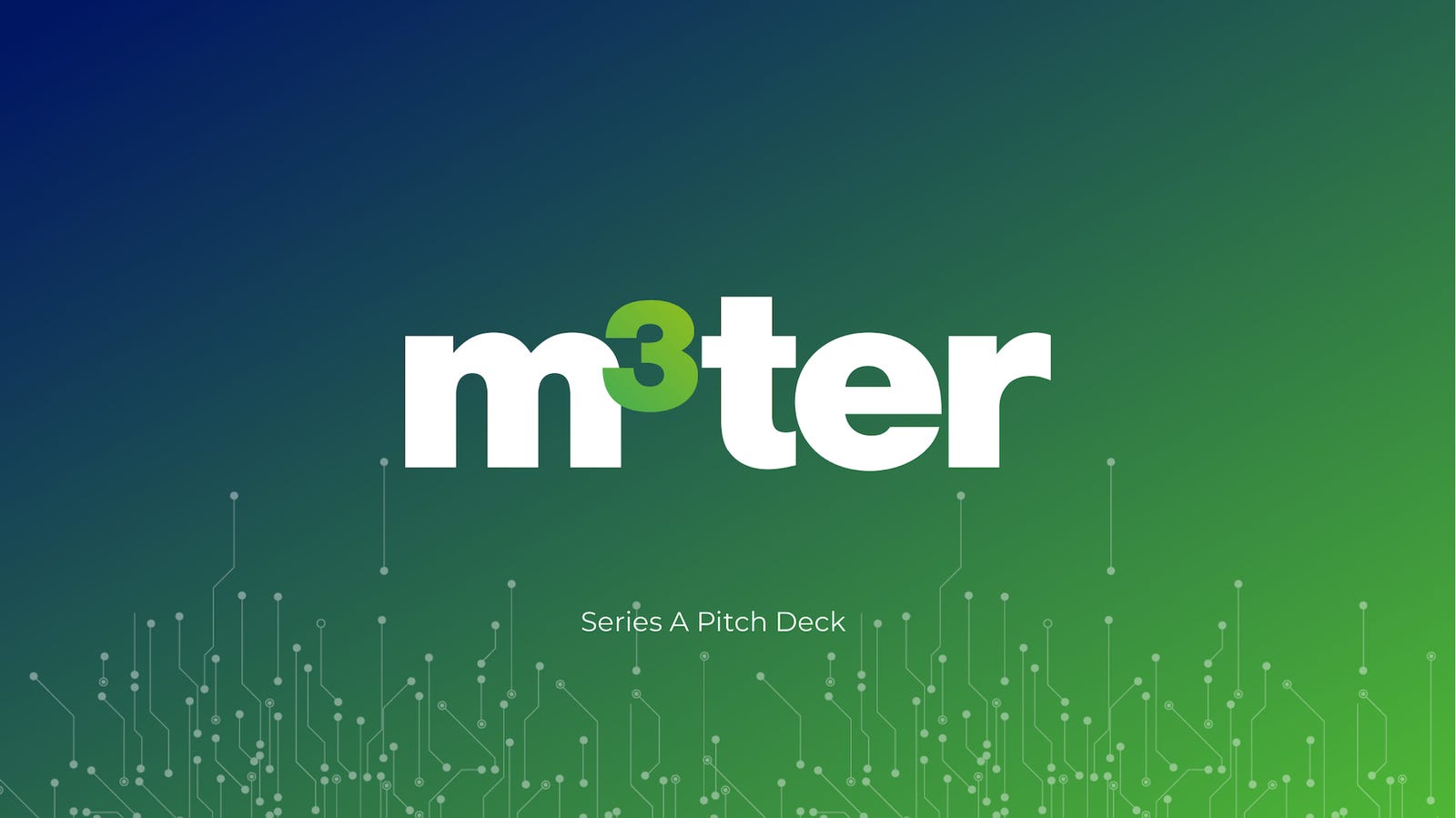 Cover slide of the M3ter pitch deck — Series A 2024