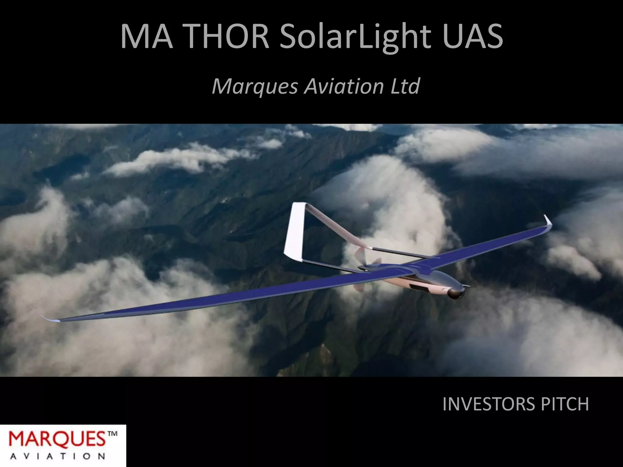 Cover slide of the Marques Aviation Ltd pitch deck — Unknown (R&D Focus) 2017