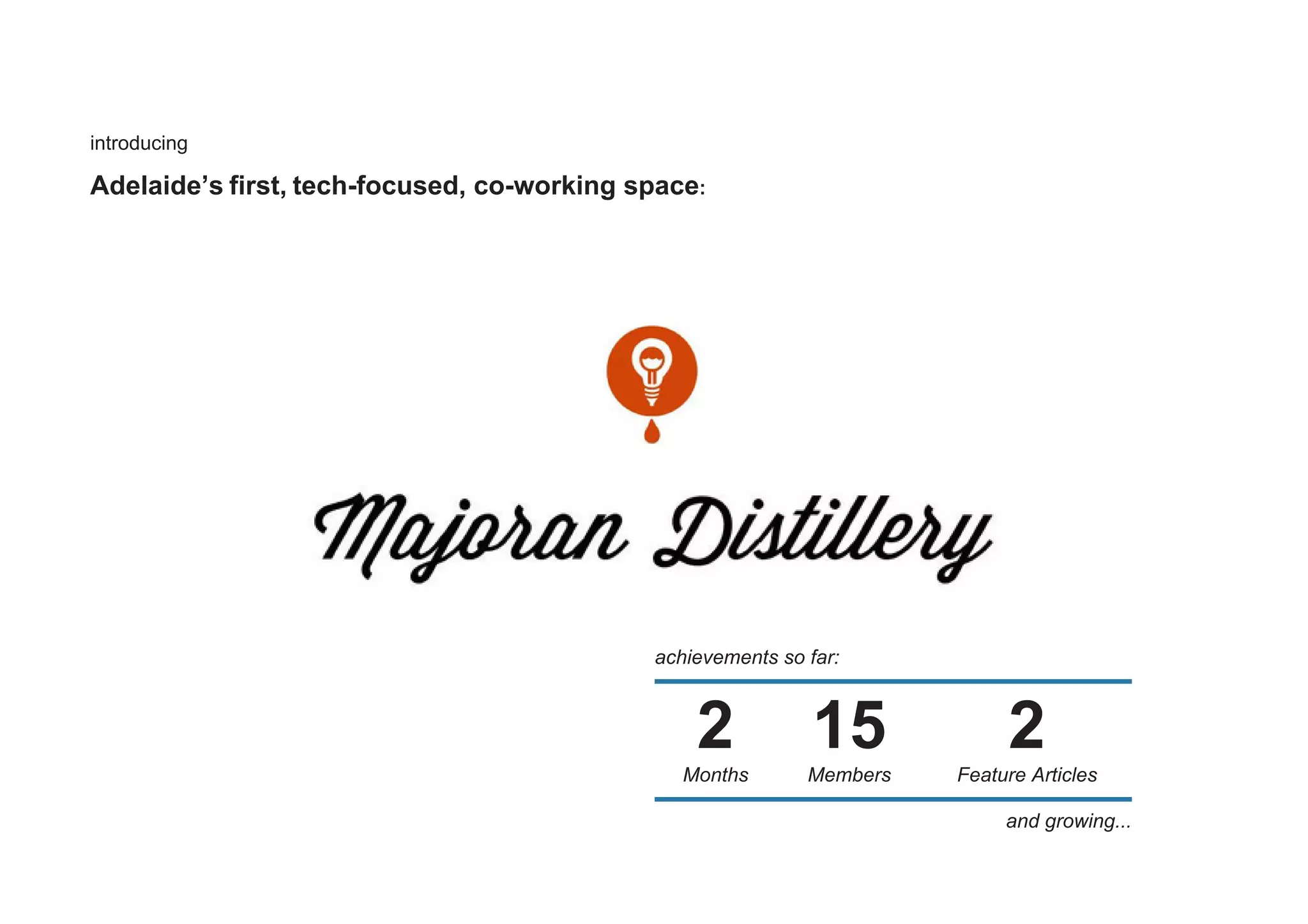 Cover slide of the Majoran Distillery Pitch Deck Teardown pitch deck