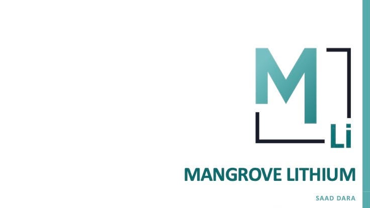 Cover slide of the Mangrove Lithium pitch deck — Series A 2021
