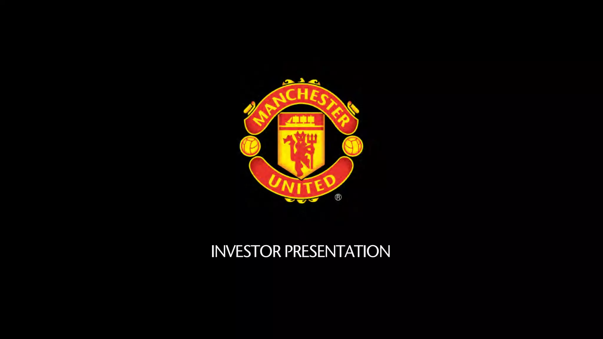 Cover slide of the Manchester United (MANU) pitch deck — Publicly Traded (NYSE) 2019