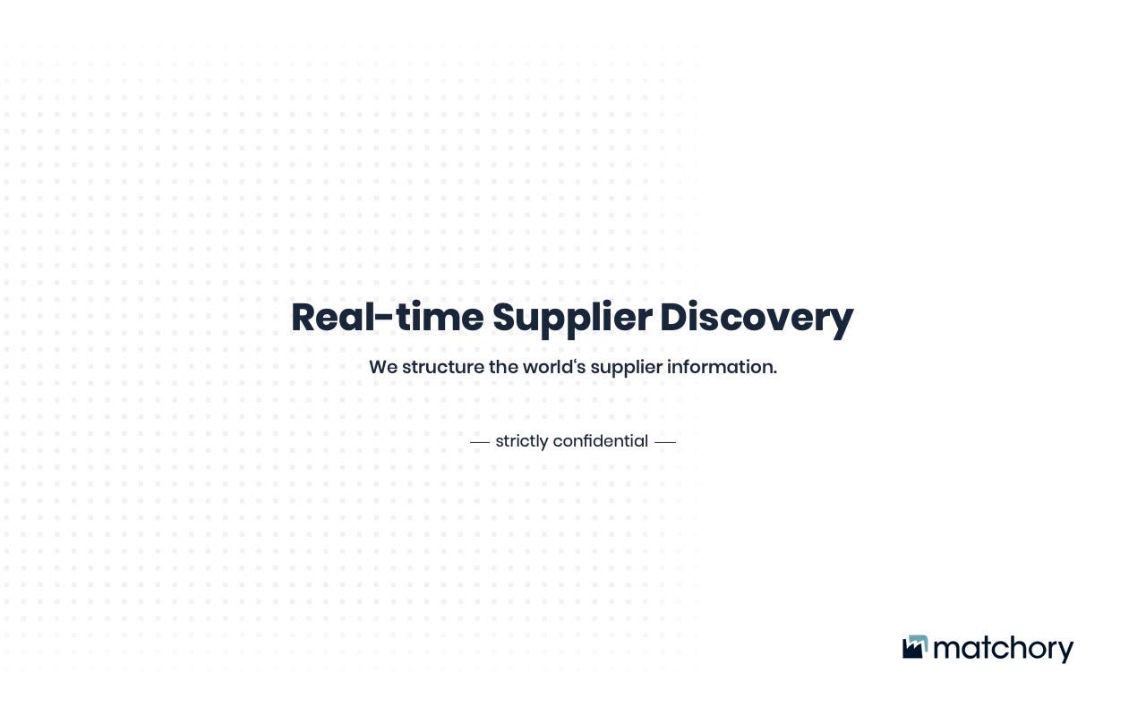 Cover slide of the Matchory pitch deck — Seed 2022