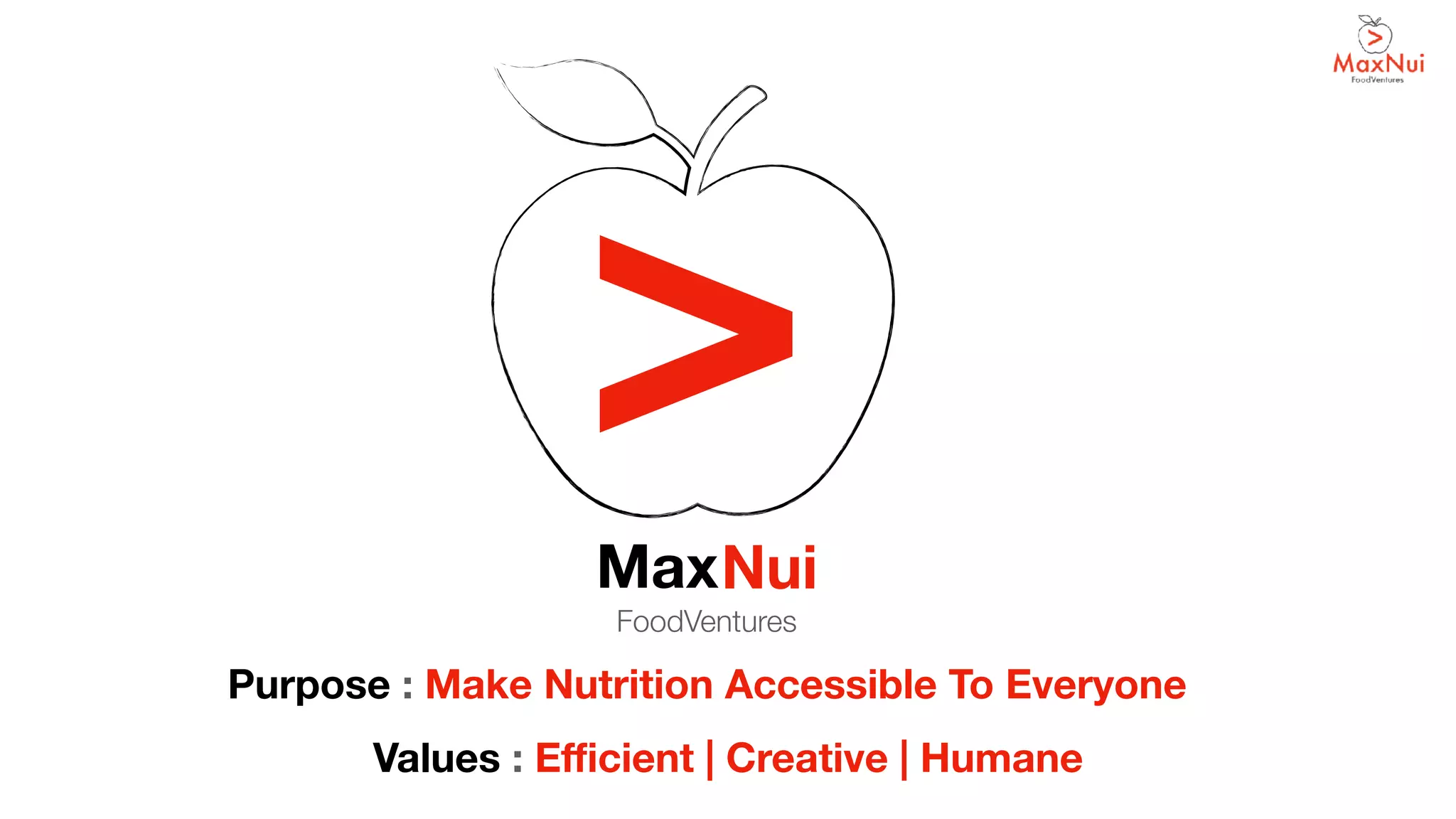 Cover slide of the Maxnui Foodventures pitch deck — 2018