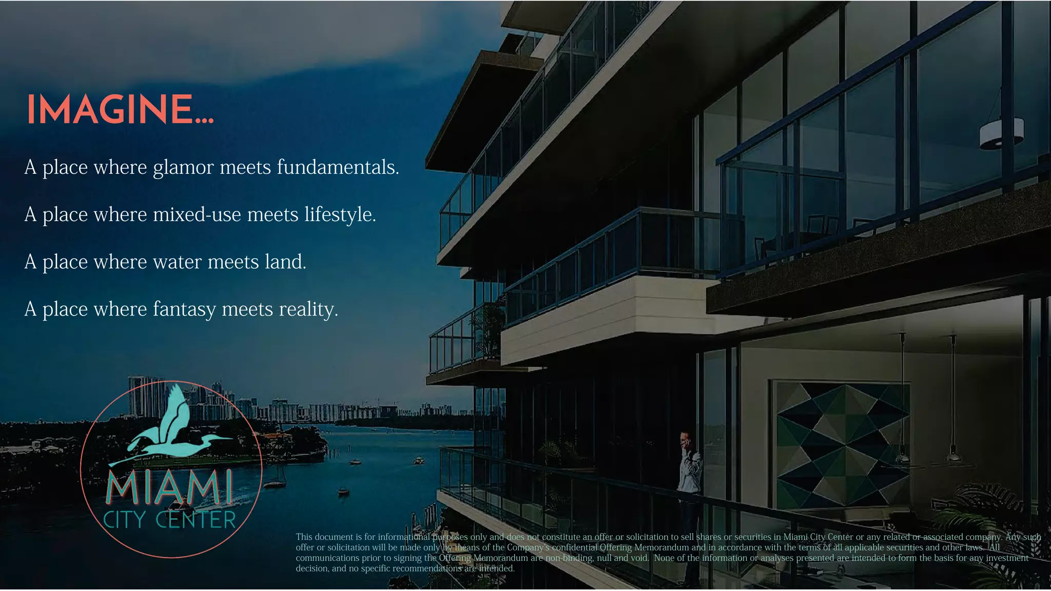 Cover slide of the Miami City Center pitch deck — Project Funding (EB-5) 2017