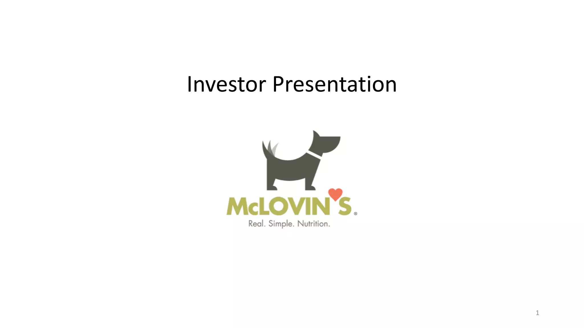 Cover slide of the McLovin pitch deck — Not stated 2021