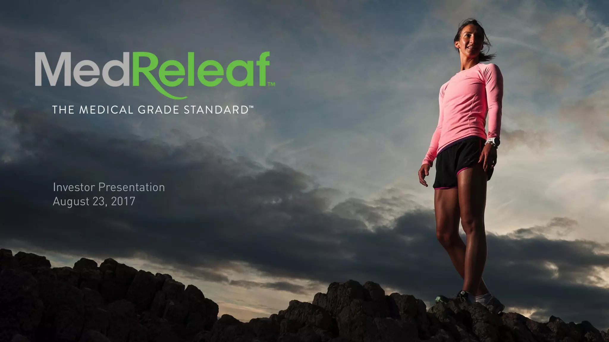 Cover slide of the MedReleaf pitch deck — 2017