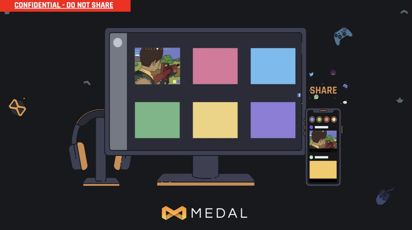 Cover slide of the Medal.tv pitch deck — Series C 2021