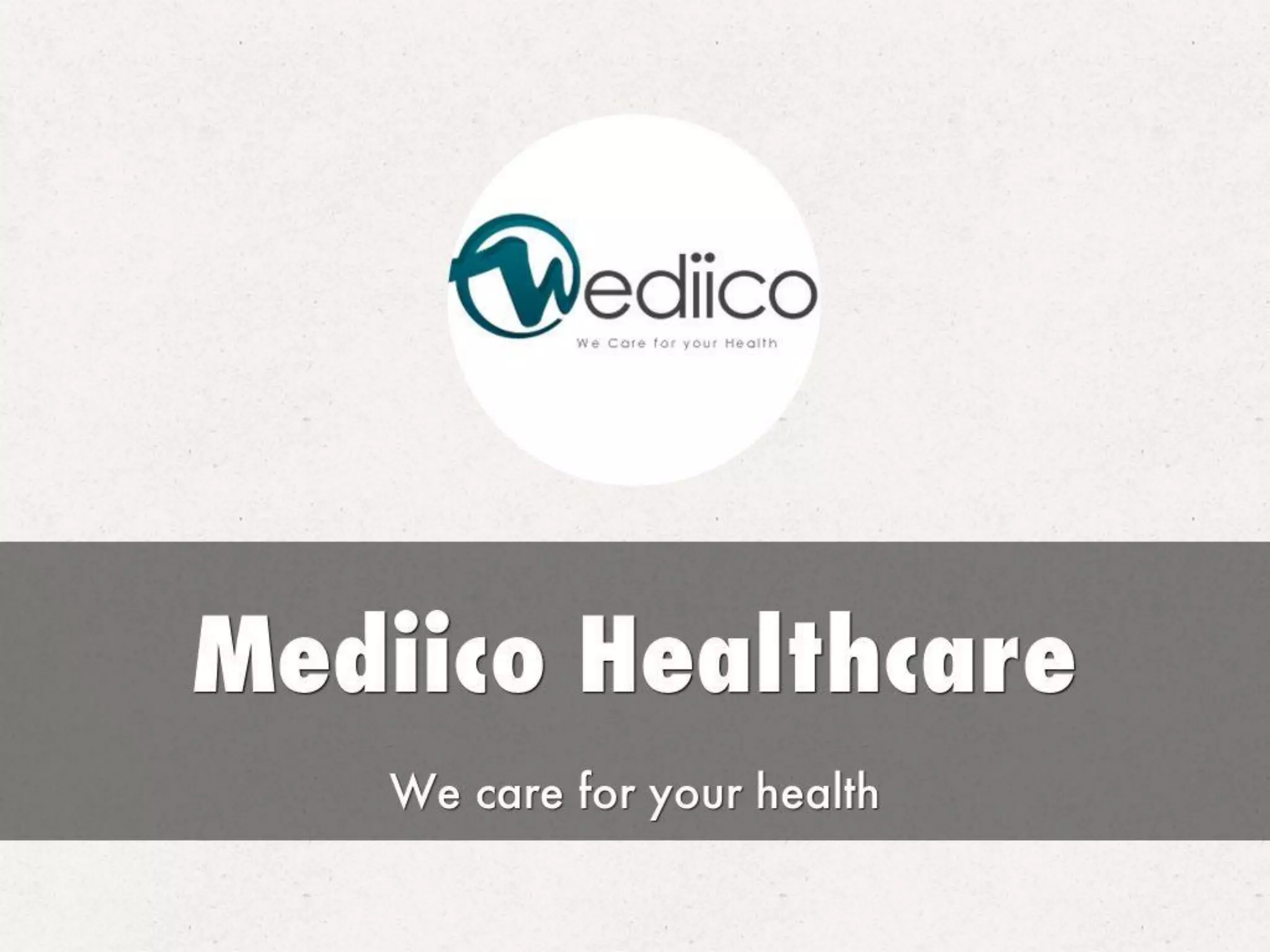 Cover slide of the Mediico Healthcare pitch deck