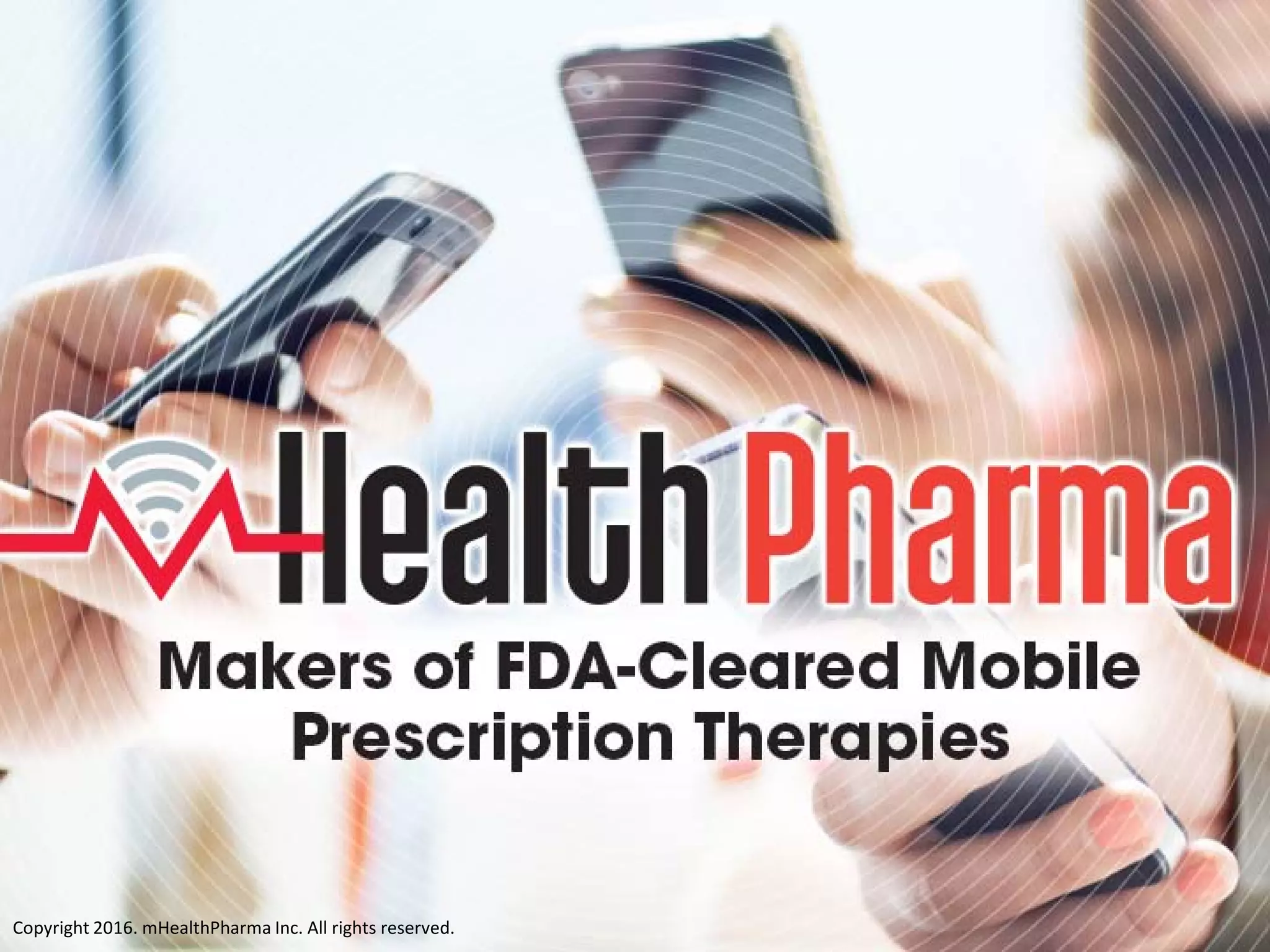 Cover slide of the mHealthPharma Inc. pitch deck — Seed / Angel 2016