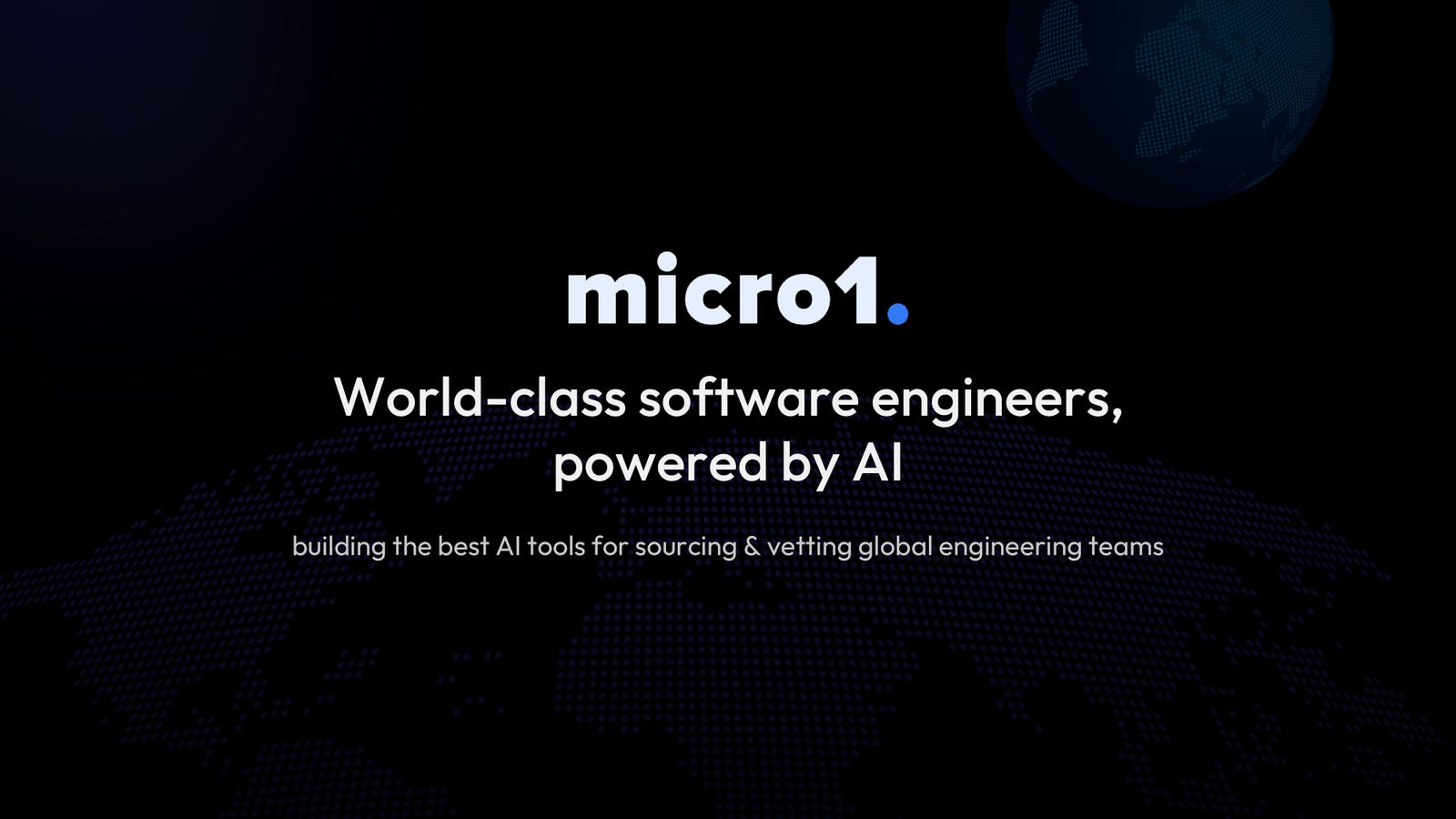 Cover slide of the micro1 pitch deck — Pre-seed 2023