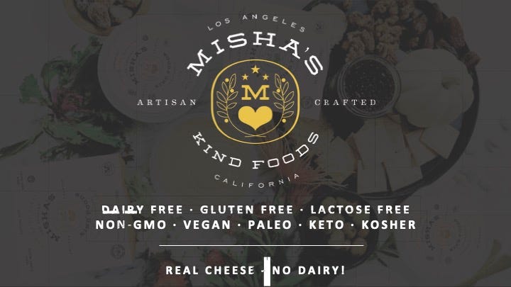 Cover slide of the Misha's Kind Foods pitch deck — Seed 2021