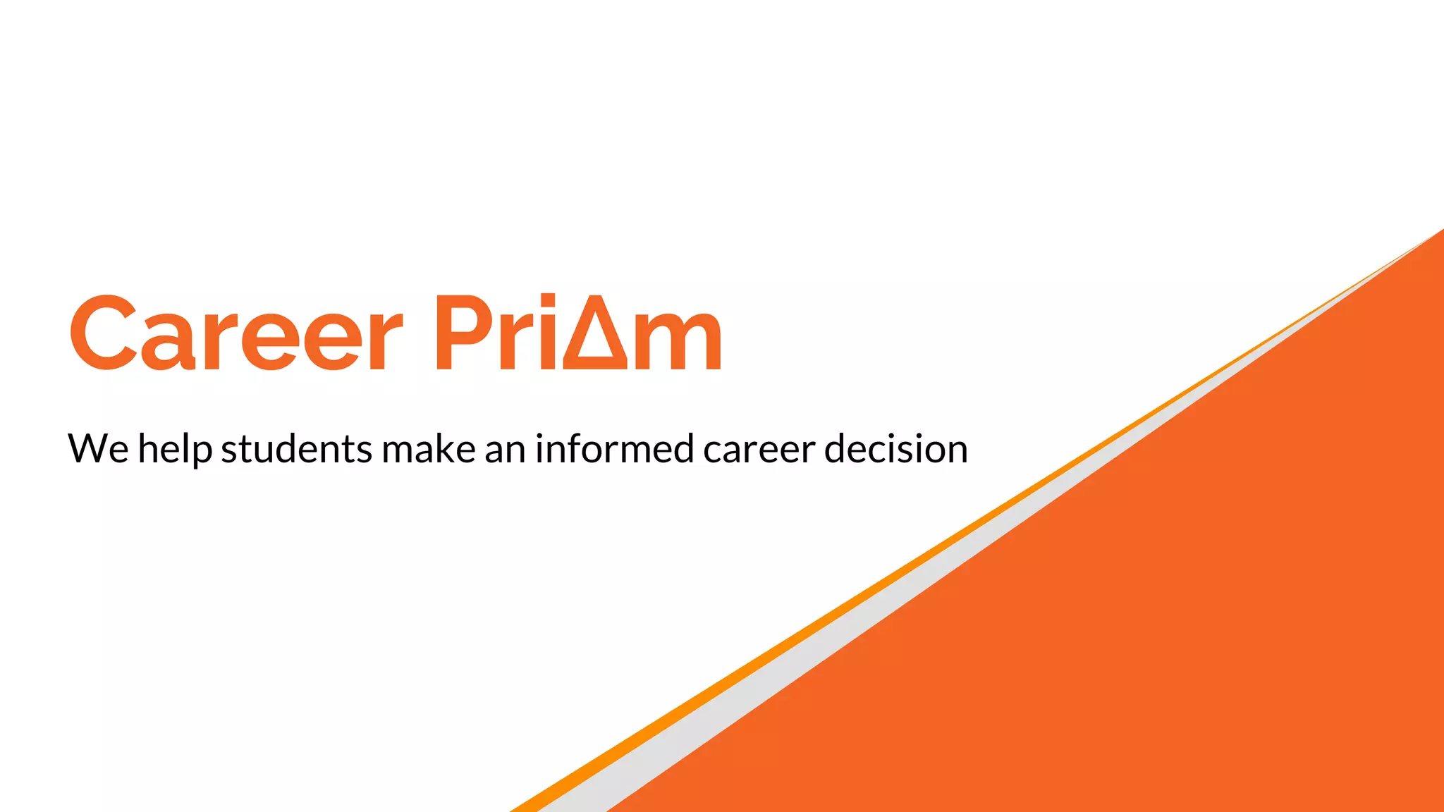 Cover slide of the Career PriAm pitch deck — 2017