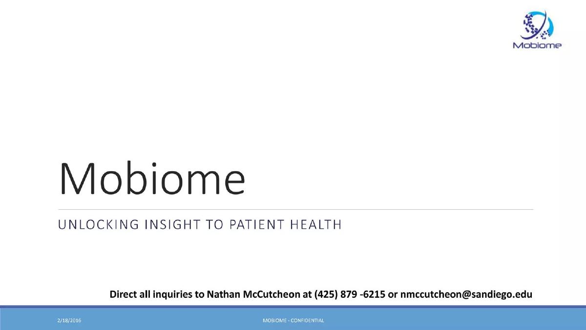 Cover slide of the Mobiome Pitch Deck Teardown pitch deck
