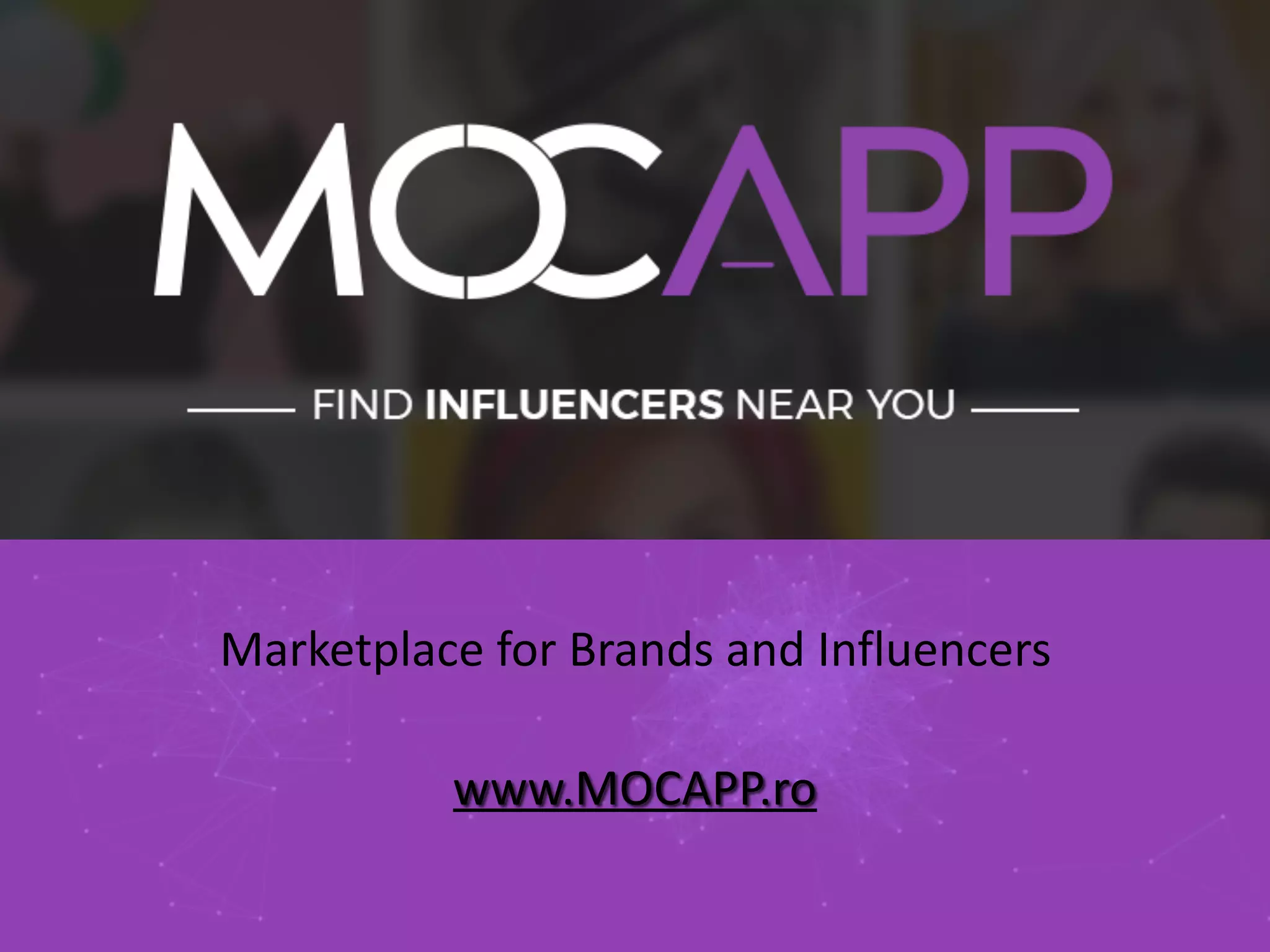 Cover slide of the MOCAPP pitch deck — 2018