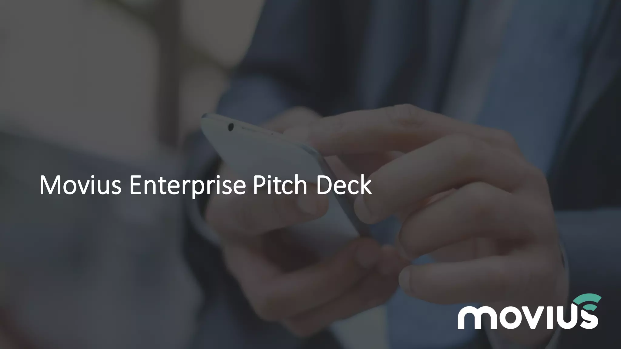 Cover slide of the Movius pitch deck — Not stated 2016