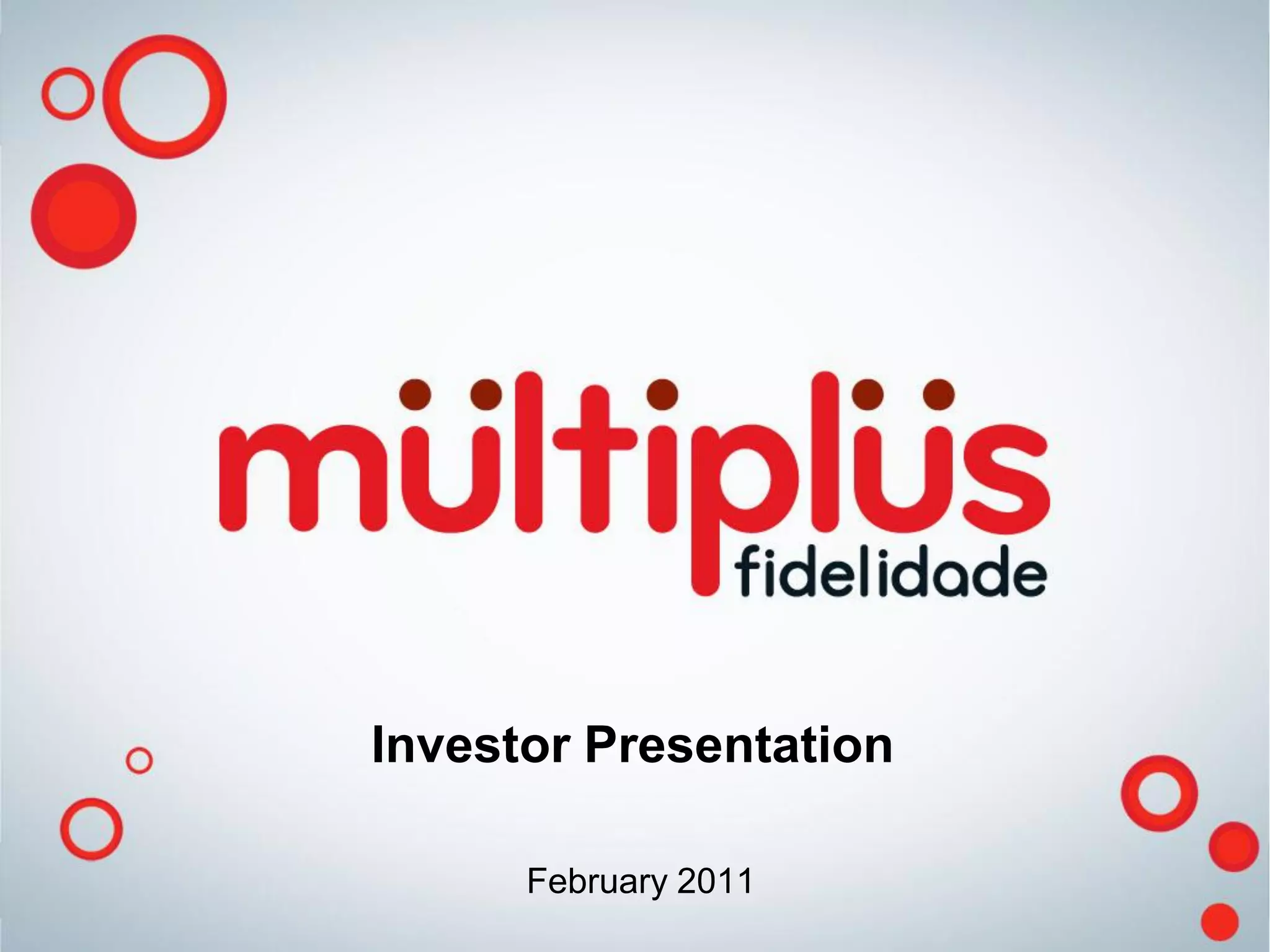 Cover slide of the Multiplus S.A. pitch deck — Post-IPO 2011