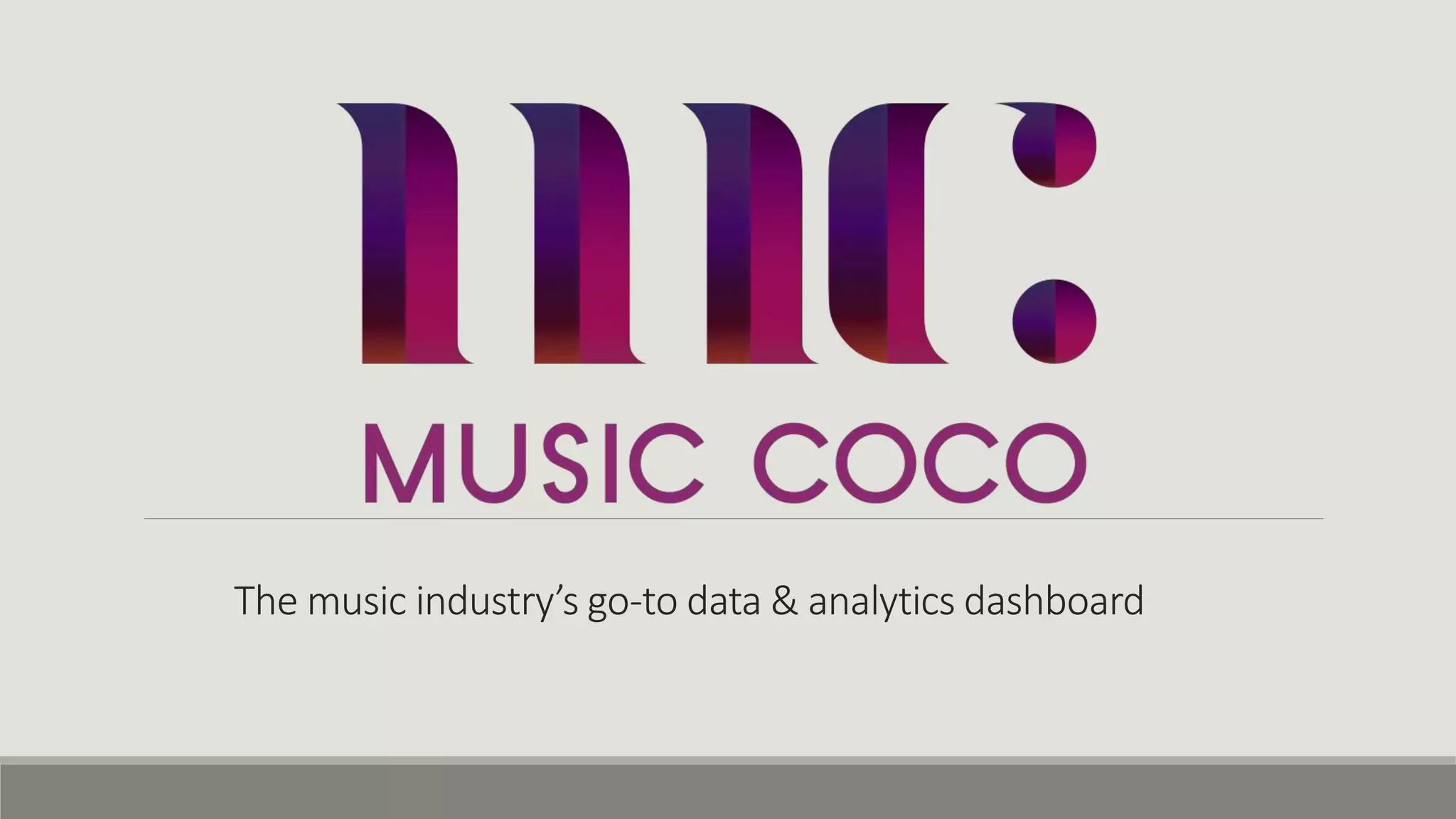 Cover slide of the Music Coco pitch deck — Early Stage / Alpha 2019