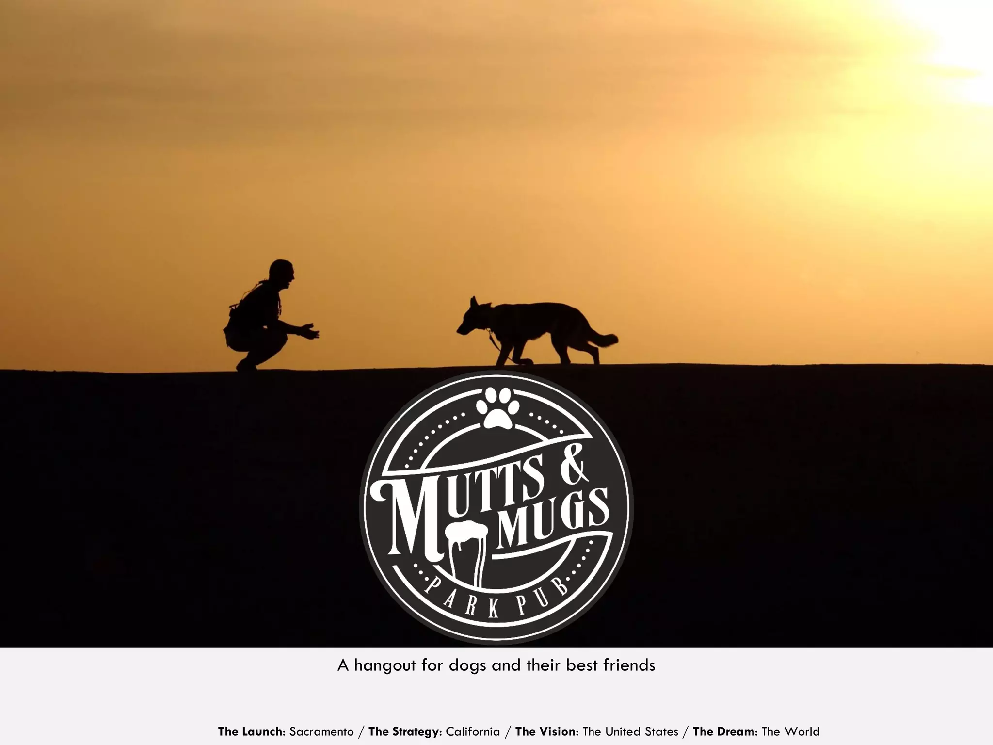 Cover slide of the Mutts and Mugs pitch deck — Pre-launch / Seed 2019