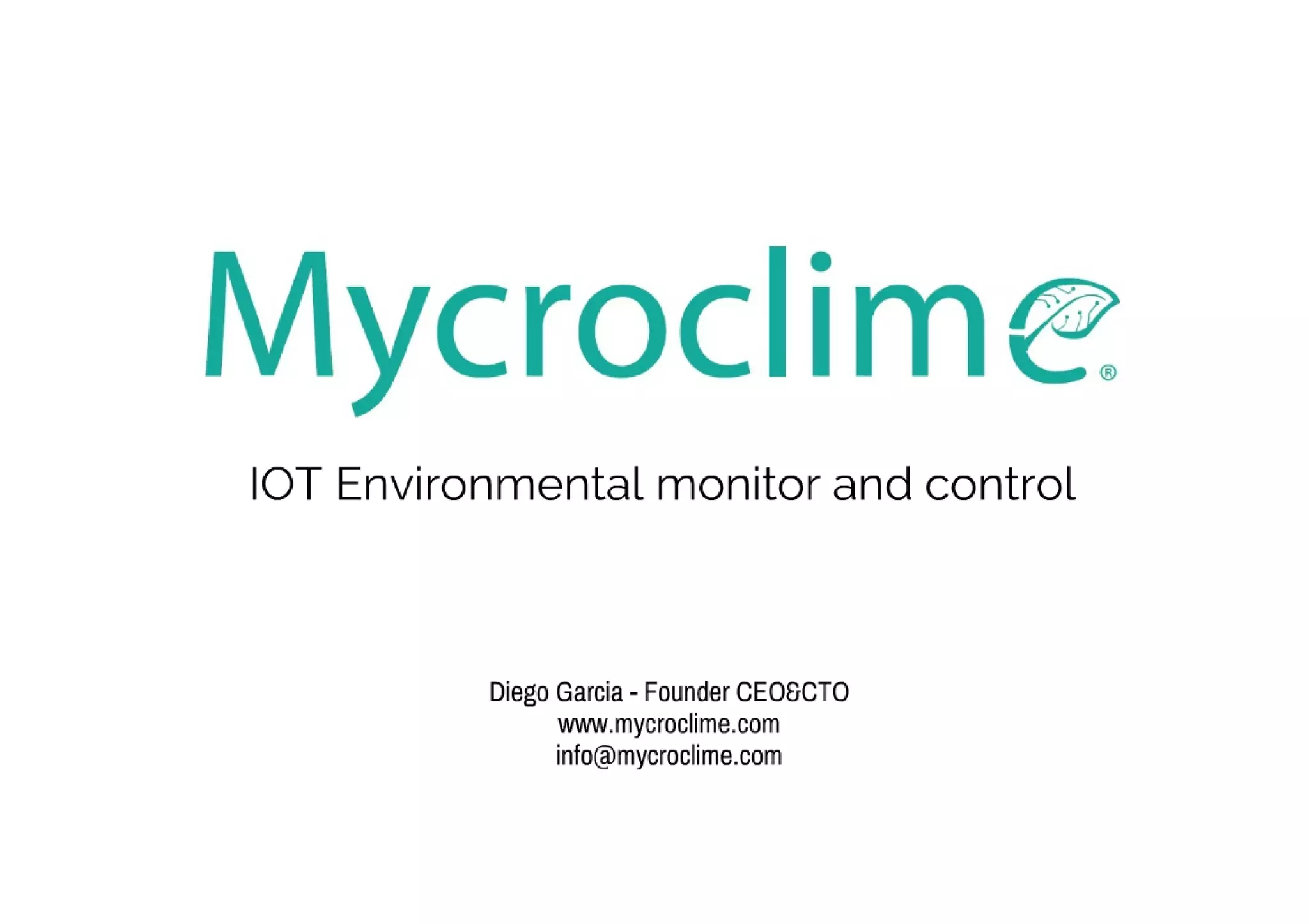 Cover slide of the Mycroclime pitch deck — Early Stage / Seed 2017