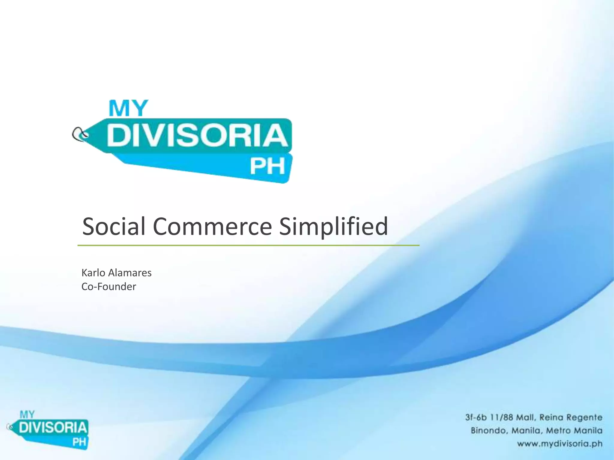 Cover slide of the MyDivisoria PH pitch deck — Early Stage 2015