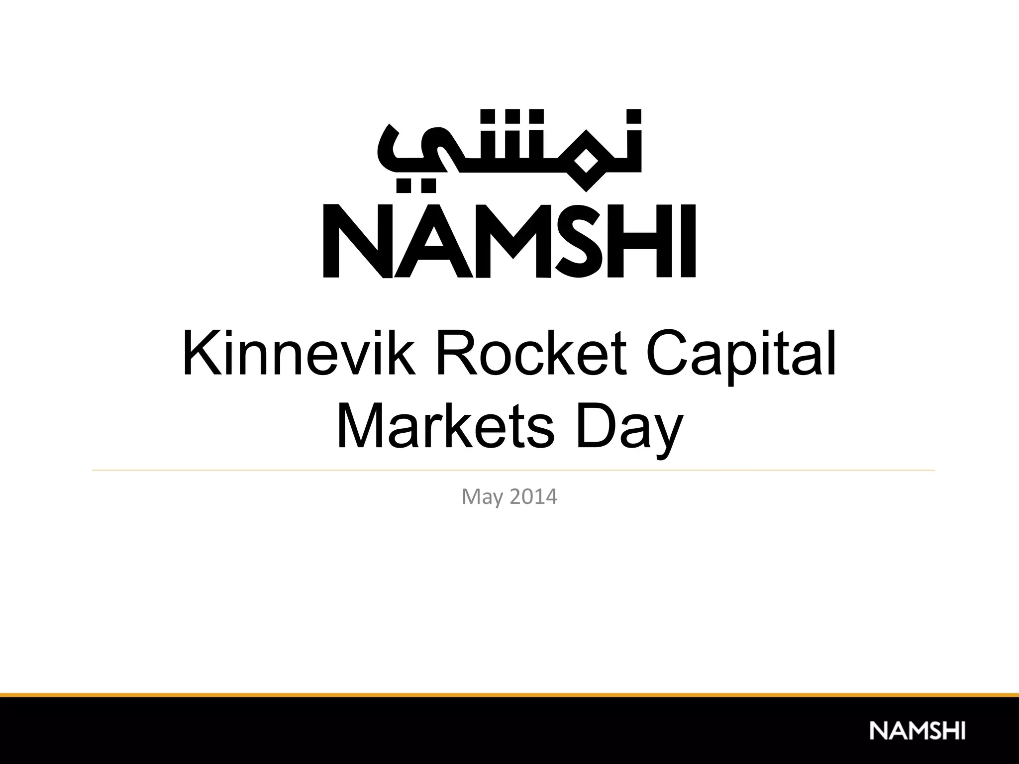 Cover slide of the Namshi pitch deck — 2014