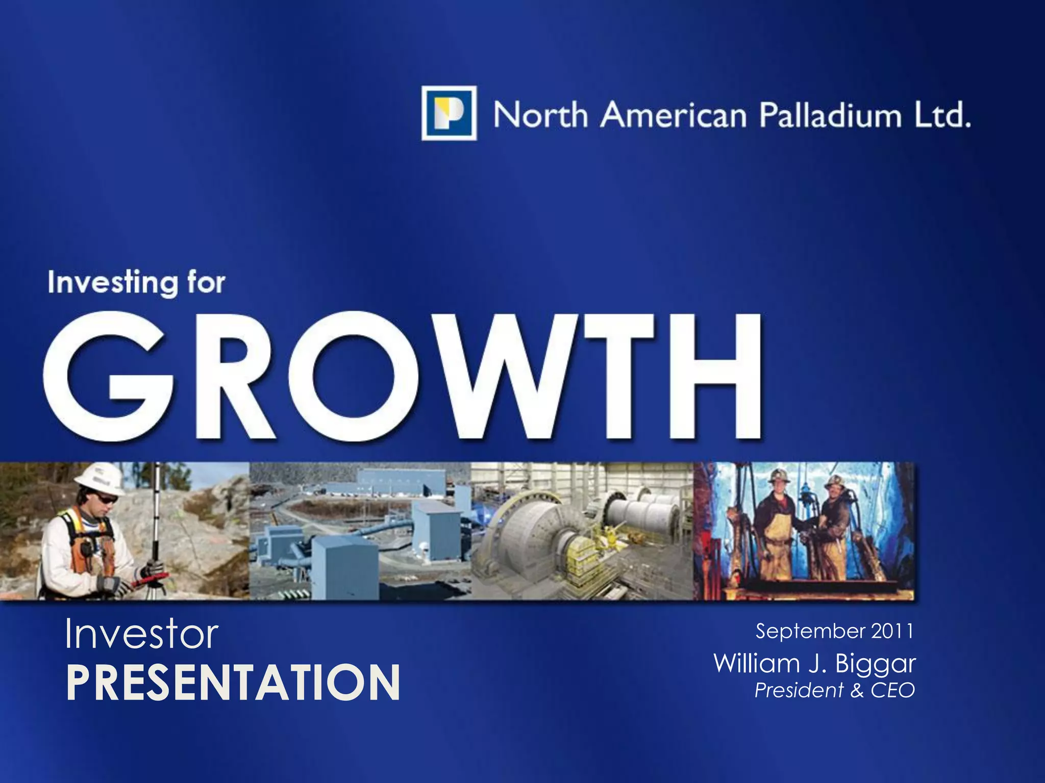 Cover slide of the North American Palladium Ltd. (NAP) pitch deck — 2011