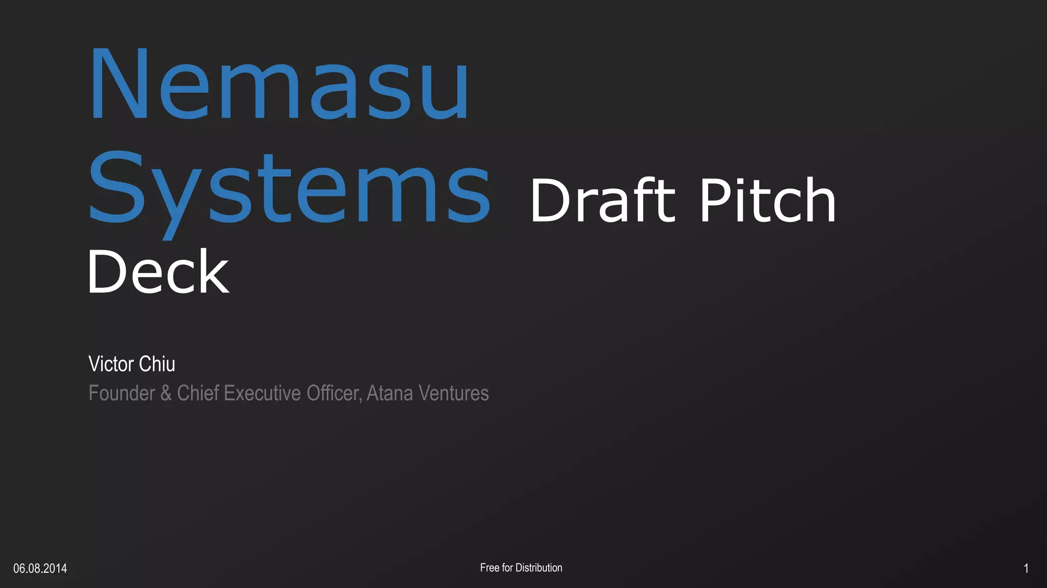 Cover slide of the Nemasu Pitch Deck Teardown pitch deck