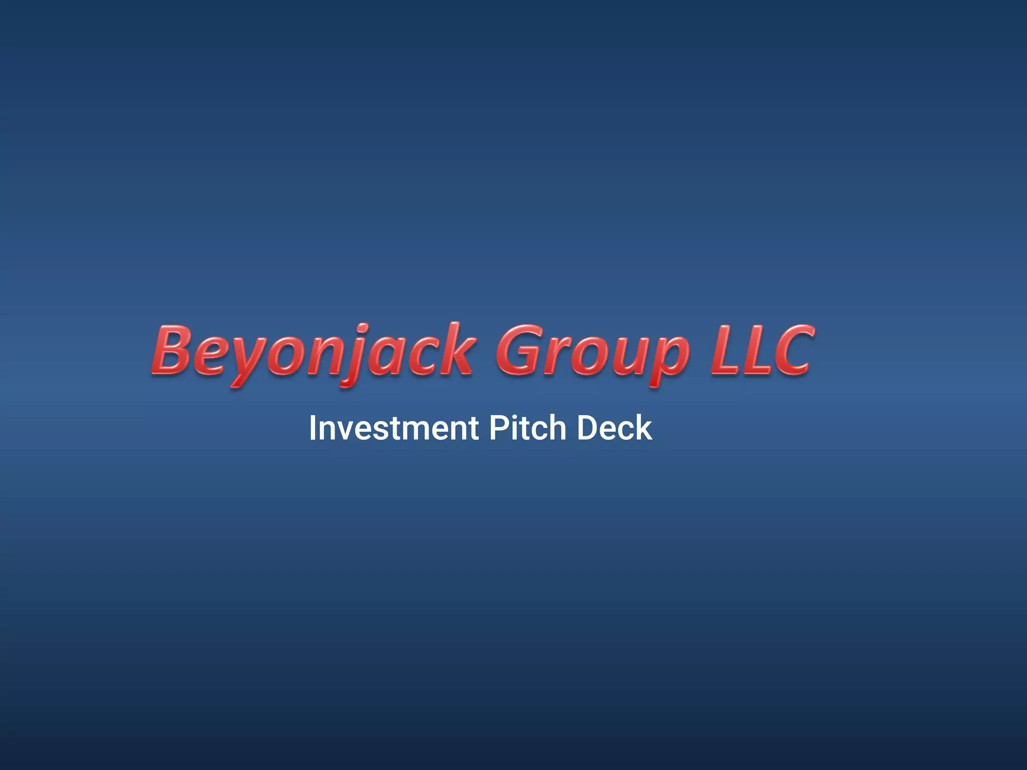 Cover slide of the Beyonjack Group Pitch Deck Teardown pitch deck