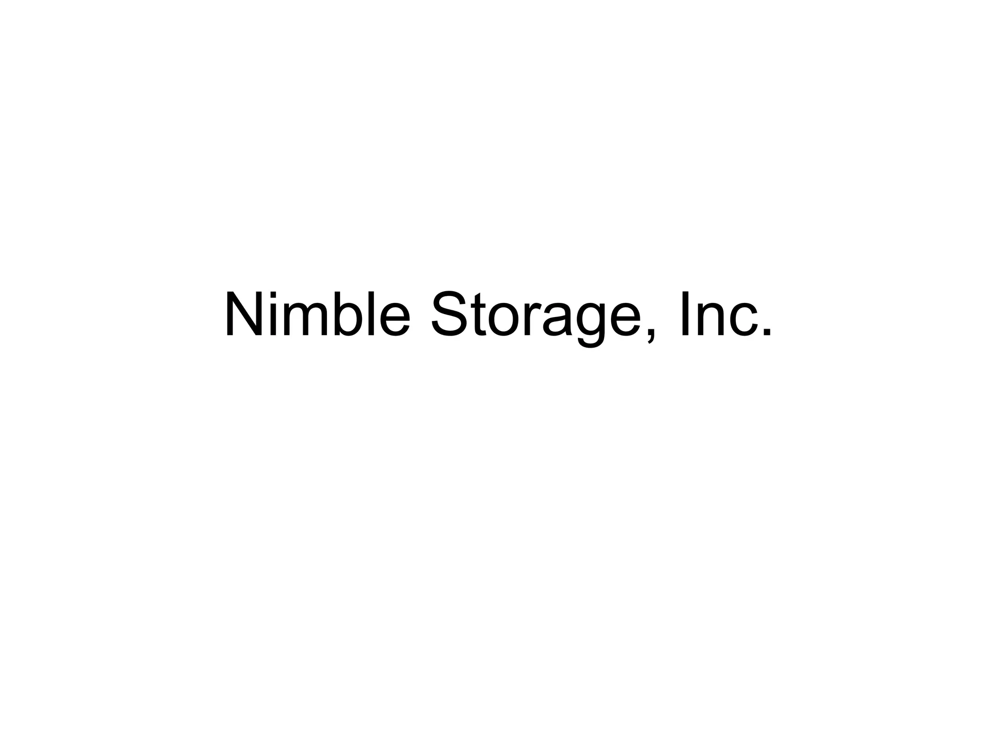 Cover slide of the Nimble Storage pitch deck — Series A 2007