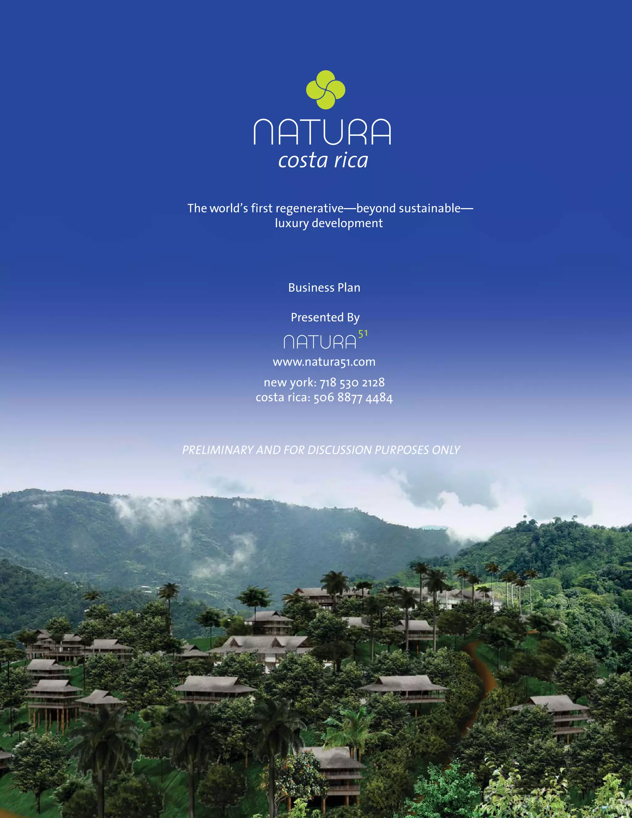 Cover slide of the Natura Costa Rica pitch deck — 2008