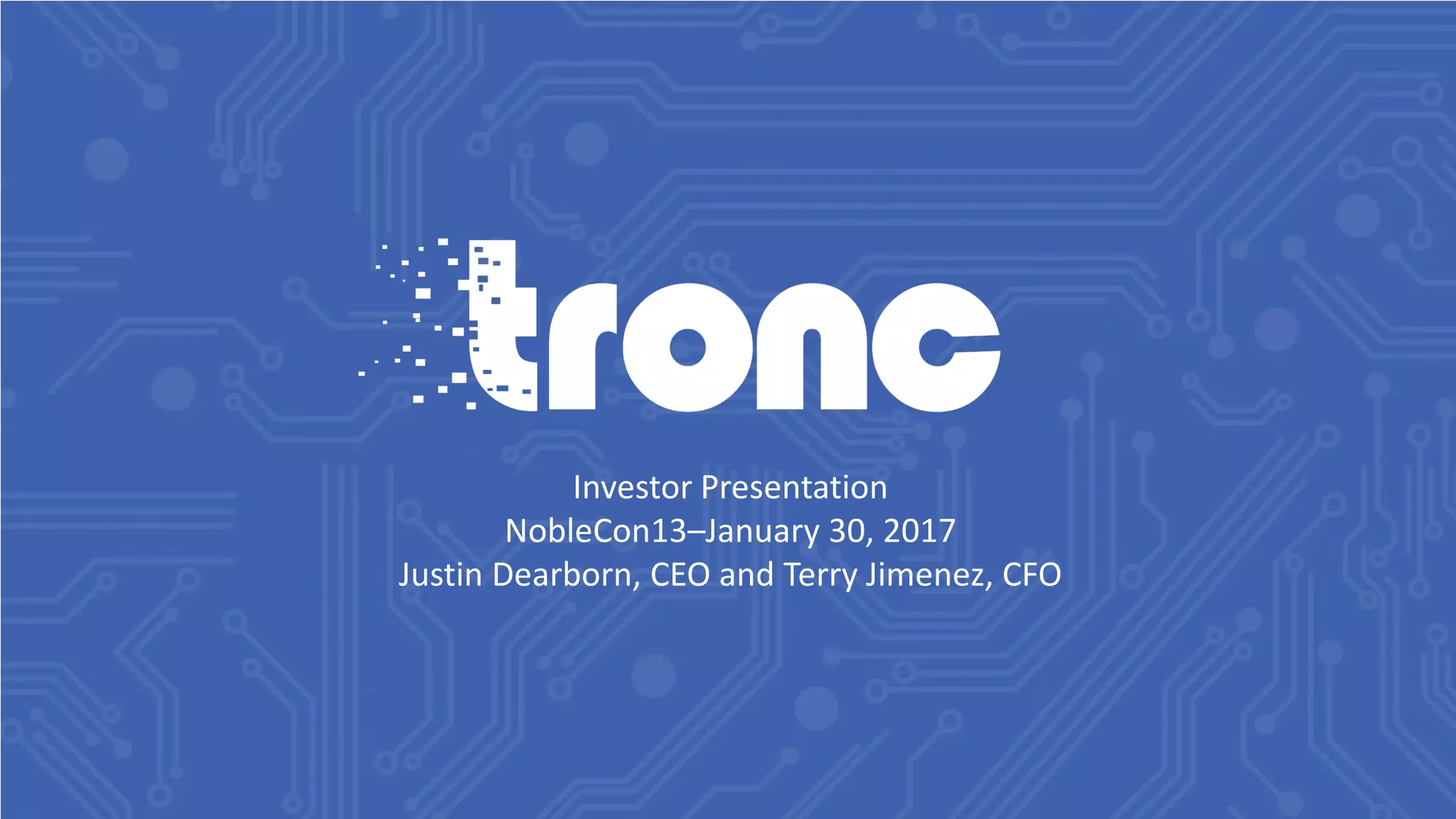 Cover slide of the Noble (tronc / Tribune Publishing) pitch deck — 2017