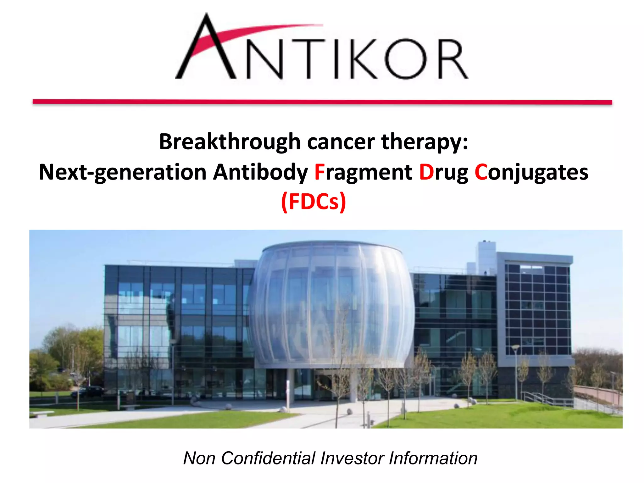 Cover slide of the Antikor pitch deck — Pre-clinical / Seed 2017