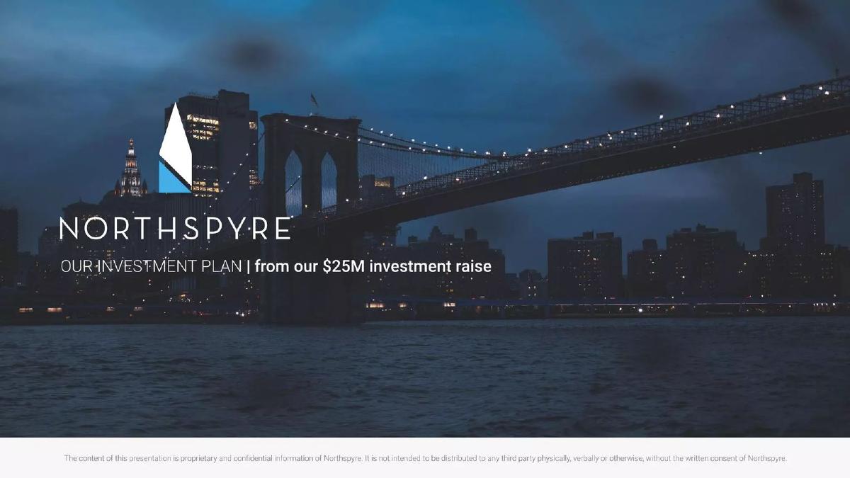 Cover slide of the Northspyre pitch deck — Series B