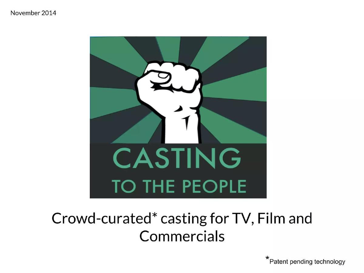 Cover slide of the Casting to the People pitch deck — Seed (Pre-Series A) 2014