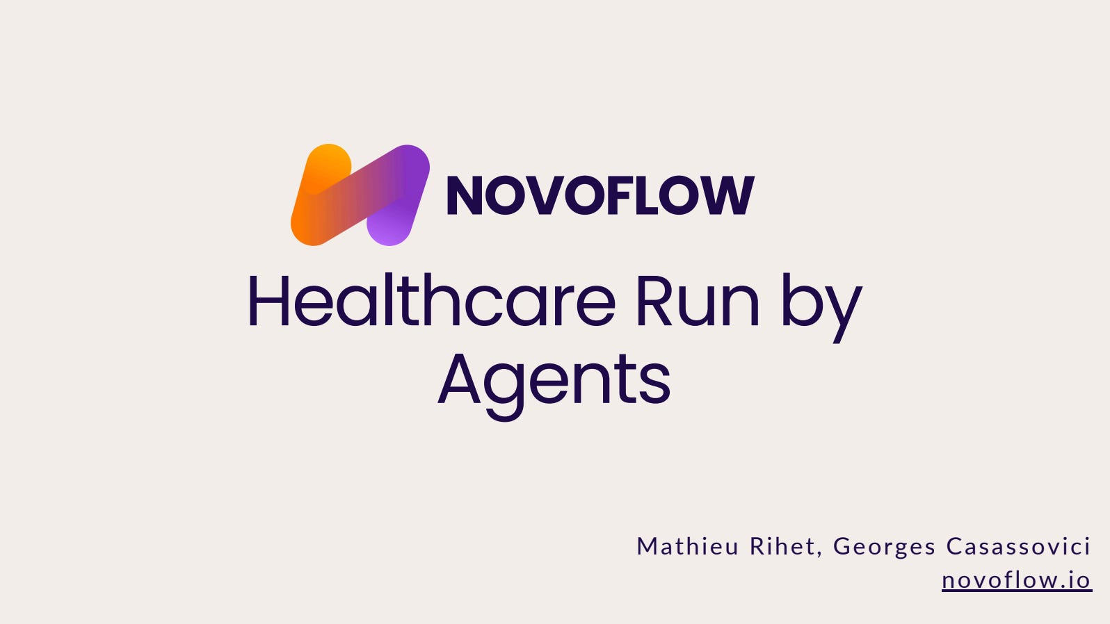 Cover slide of the Novoflow pitch deck — Seed 2025
