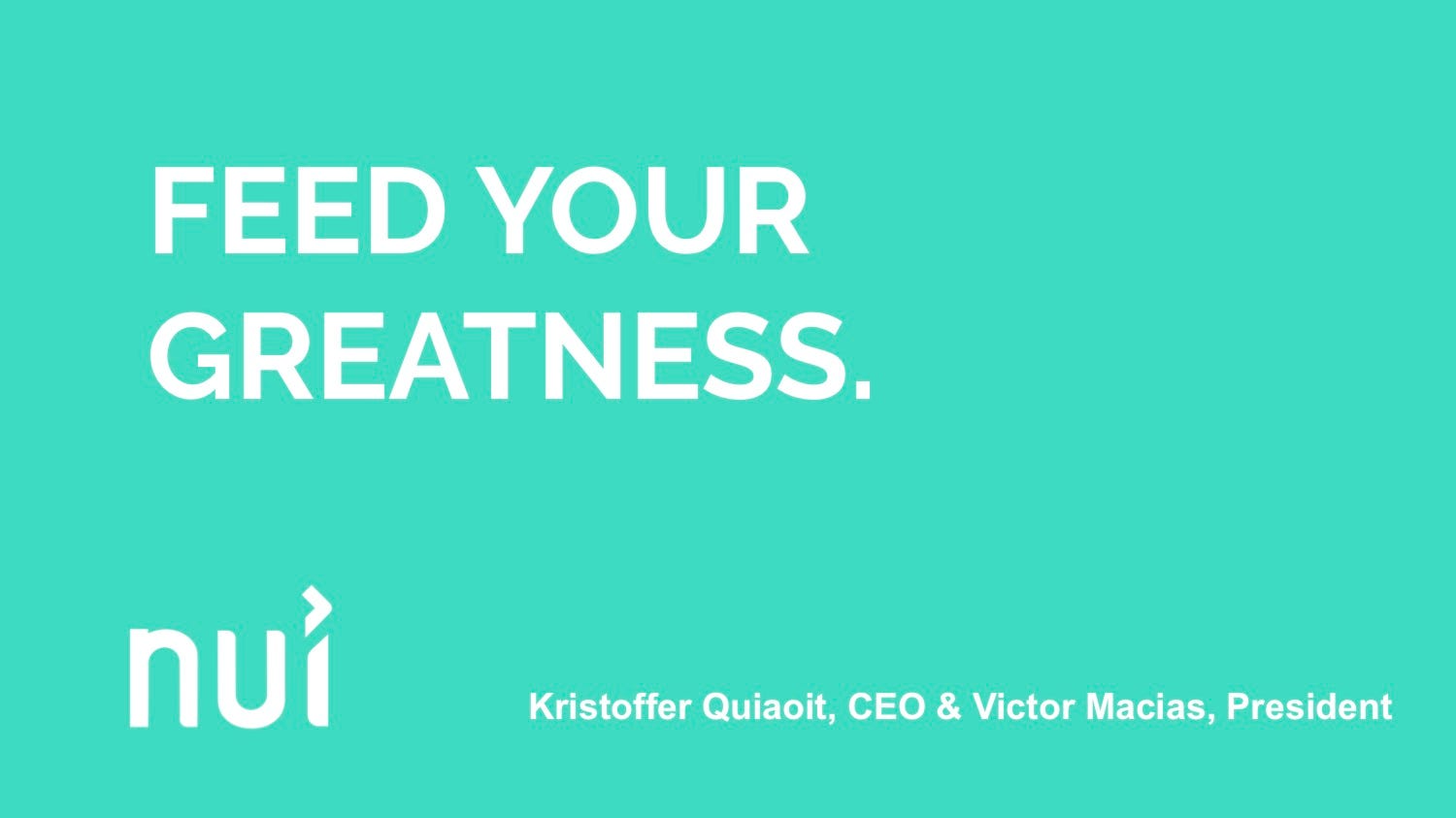 Cover slide of the Nui pitch deck — Seed 2018