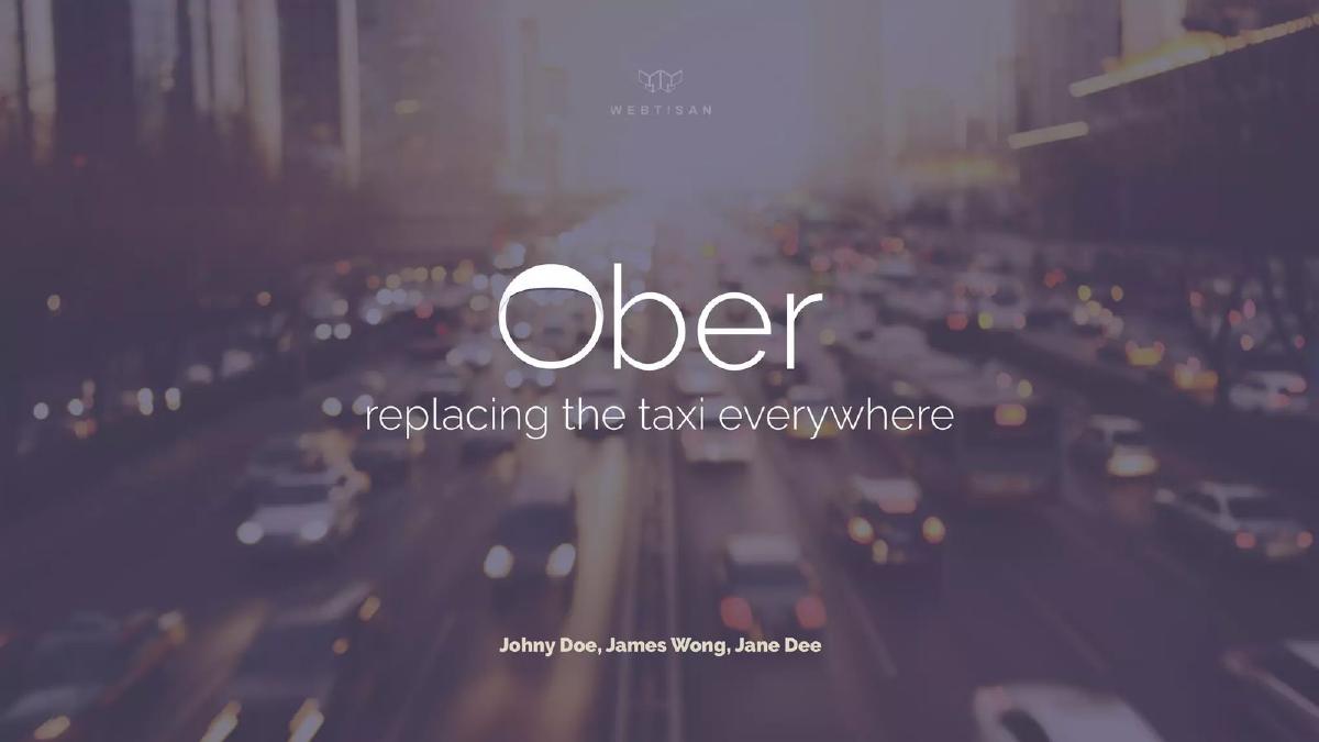 Cover slide of the Ober pitch deck — 2017