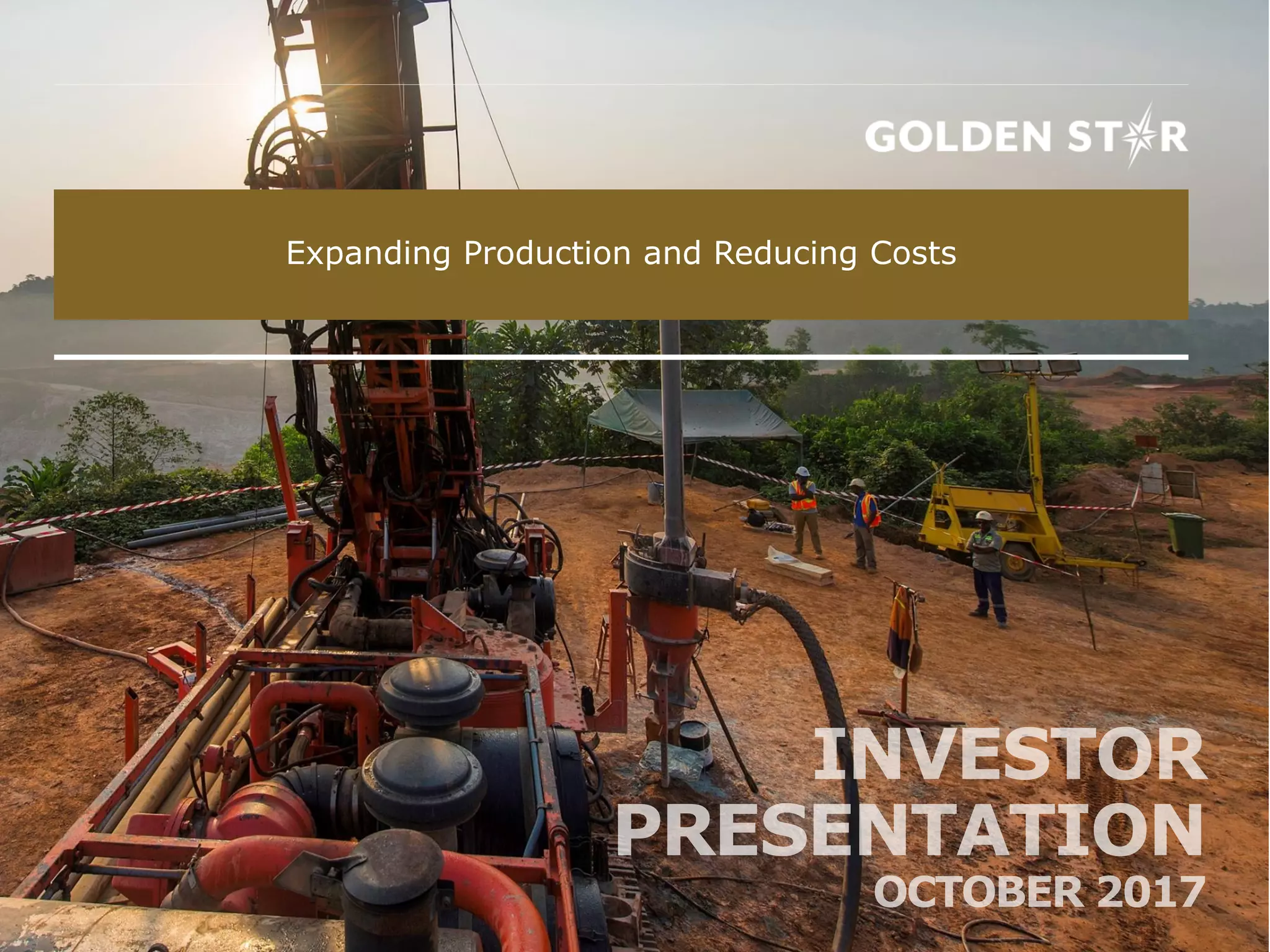 Cover slide of the Golden Star Resources (GSR) pitch deck — 2017