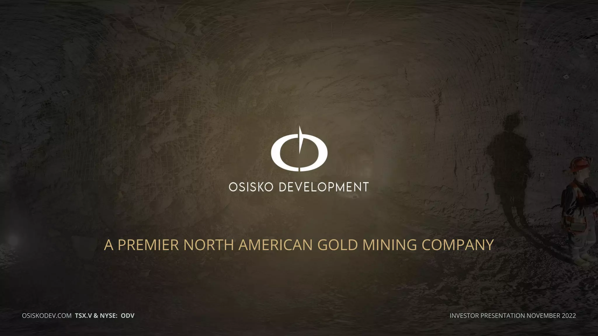 Cover slide of the Osisko Development (ODV) pitch deck — 2022