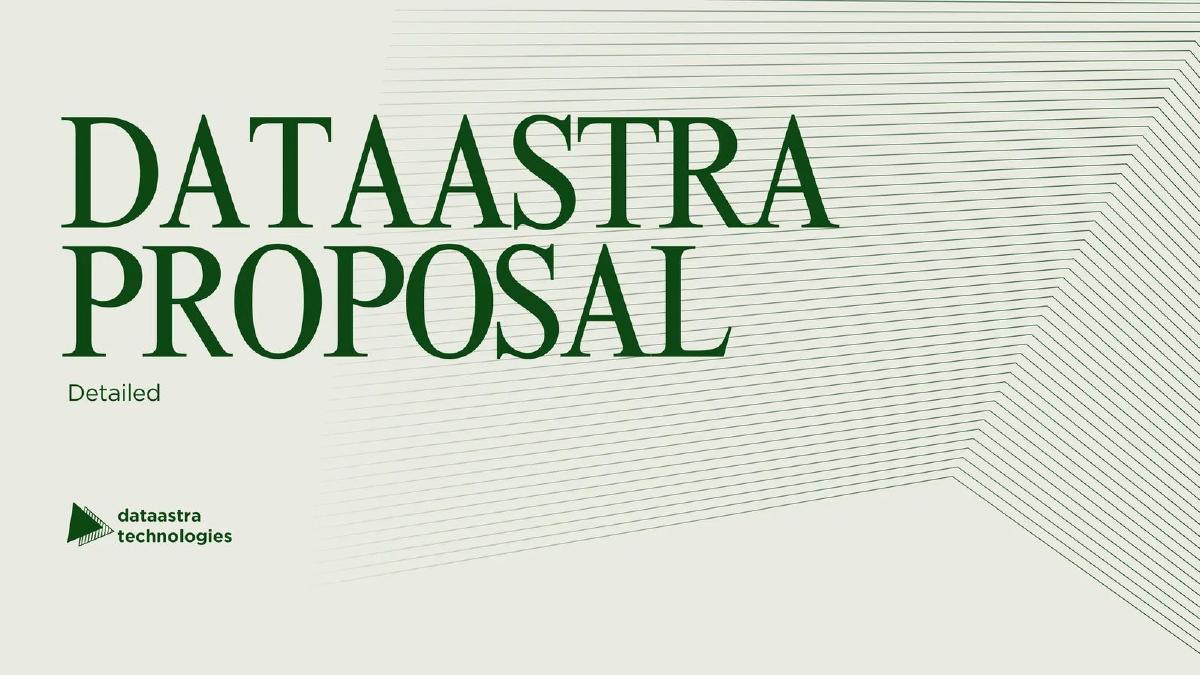 Cover slide of the Dataastra Technologies pitch deck — Seed (implied) 2024