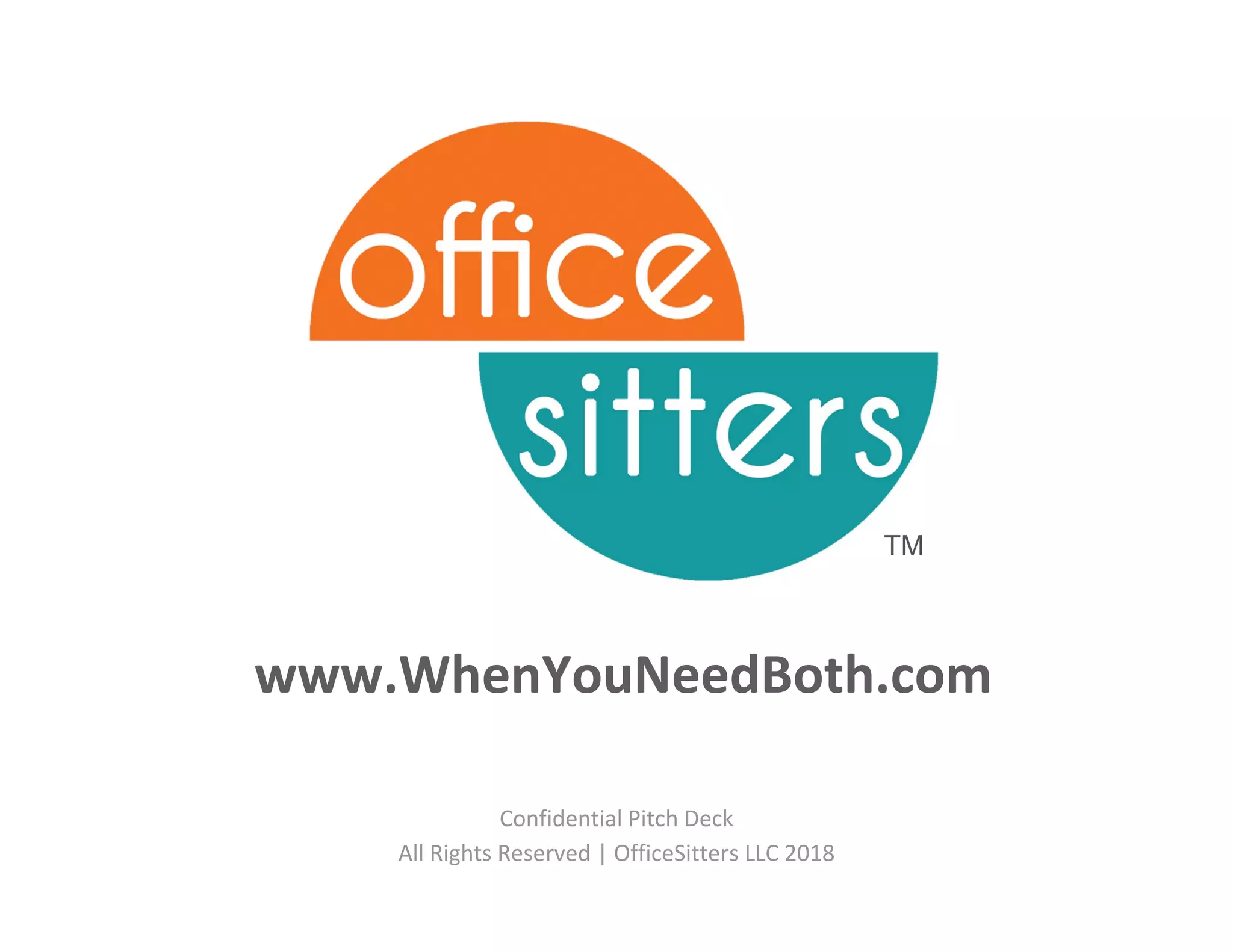 Cover slide of the OfficeSitters pitch deck — Seed 2018